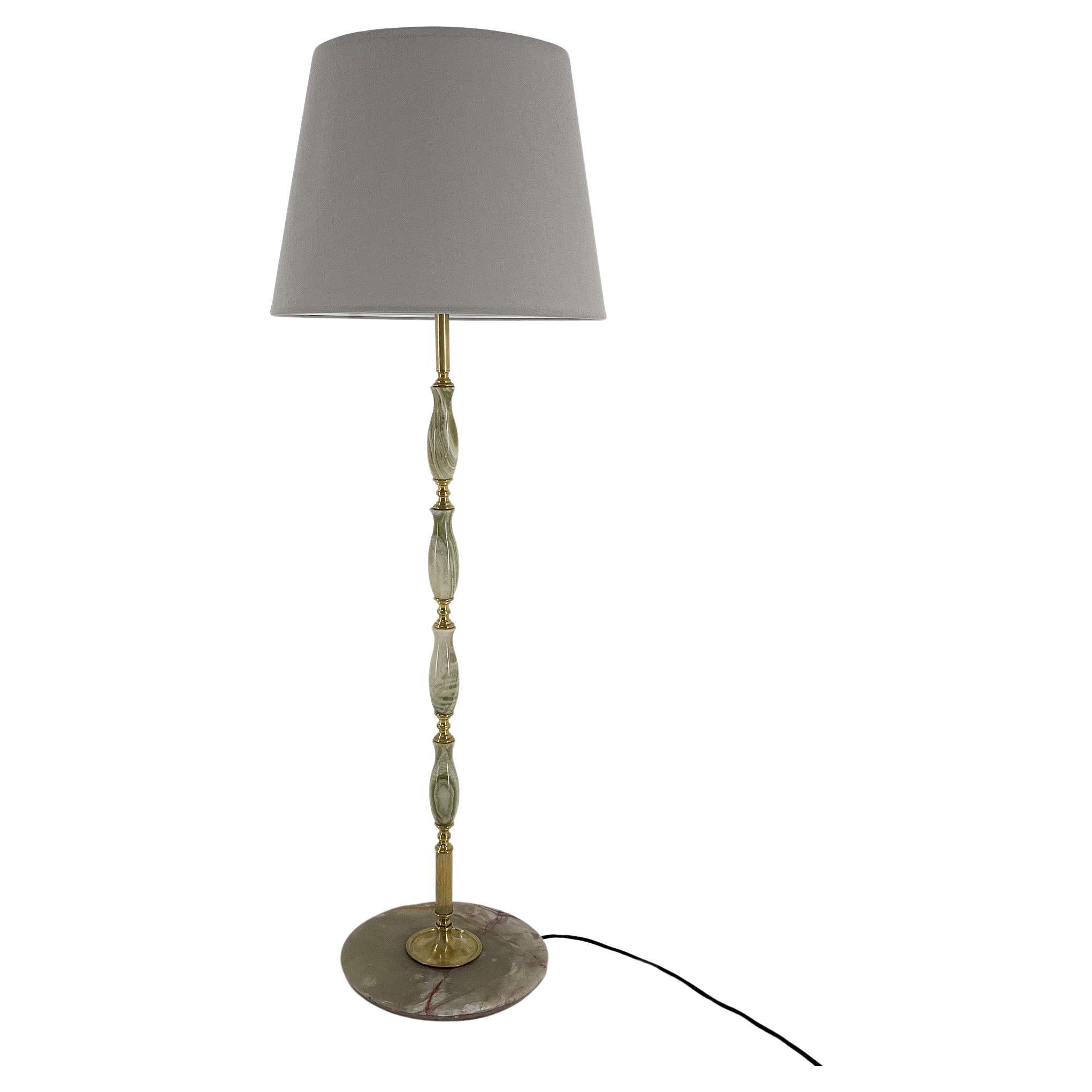 Mid-century Onyx & Brass Floor Lamp, Italy For Sale