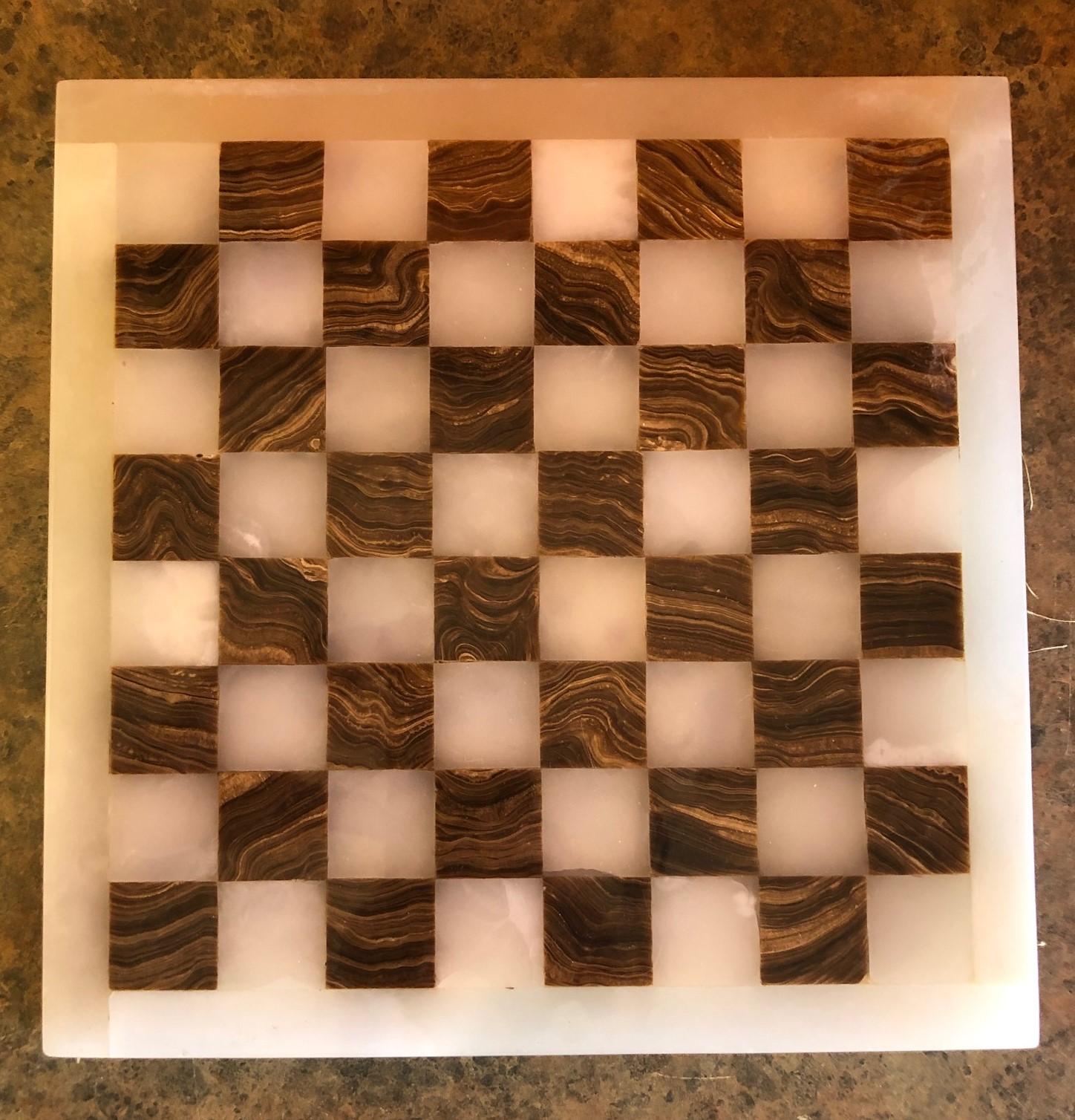 Midcentury Onyx Chess Board In Good Condition In San Diego, CA