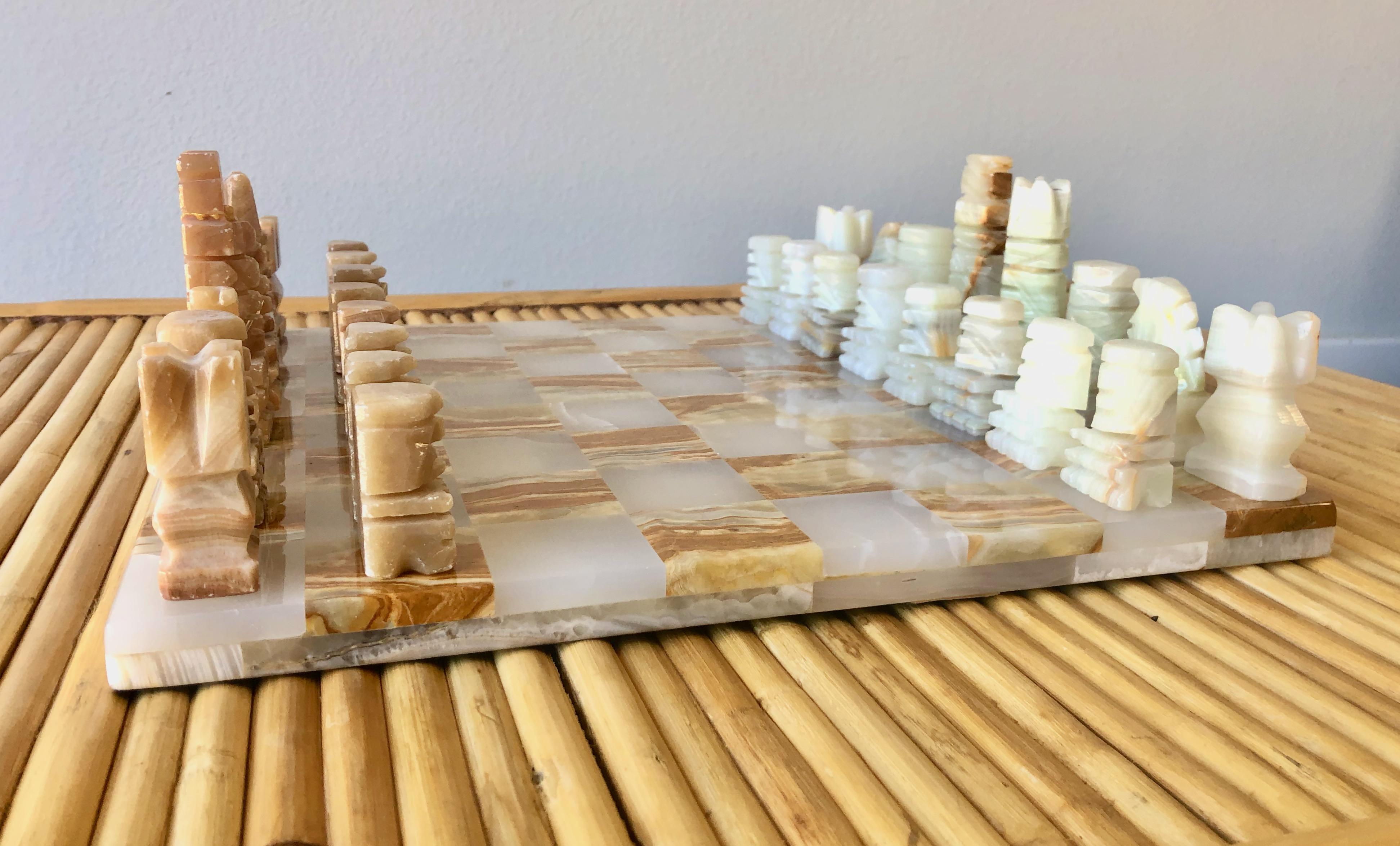 Mid-Century Modern Midcentury Onyx Chess Set
