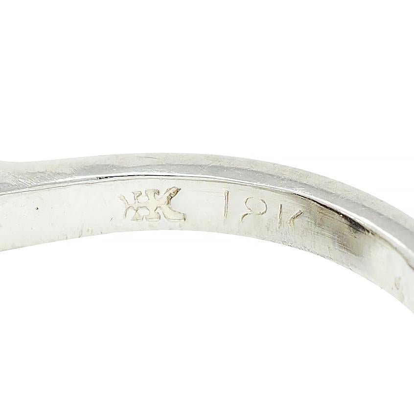 Mid-Century Onyx Diamond 18 Karat White Gold Vintage Bypass Ring For Sale 7