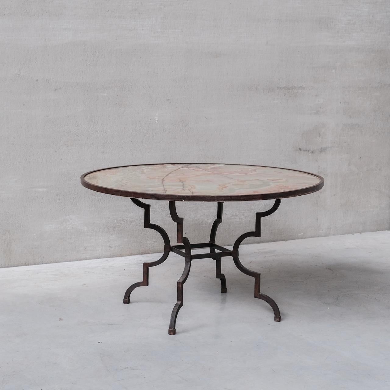 Midcentury Onyx Italian Iron Dining or Garden Table In Good Condition In London, GB