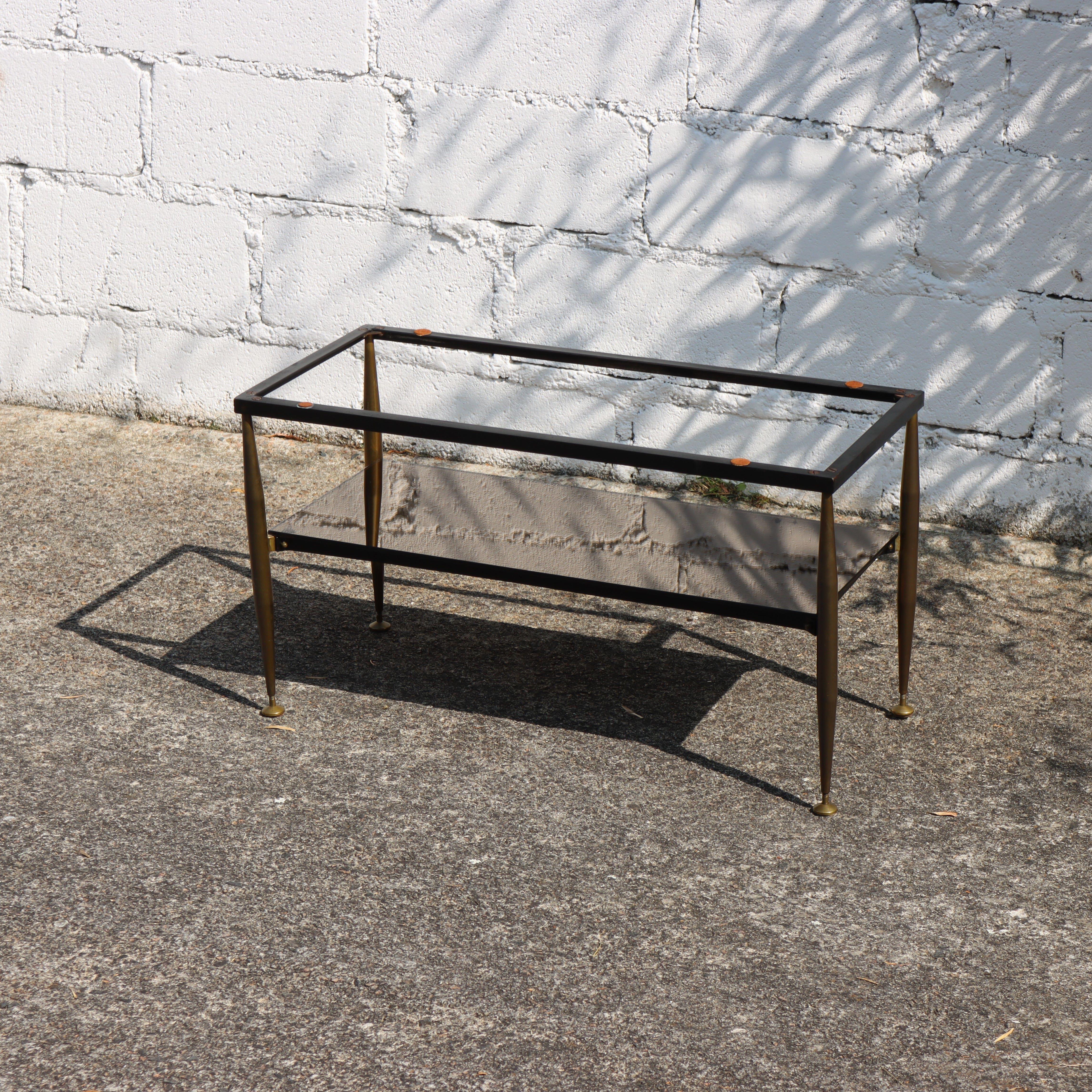 Mid-Century Onyx Marble and Brass Coffee Table-Mirror Compartment-Lounge Table 11