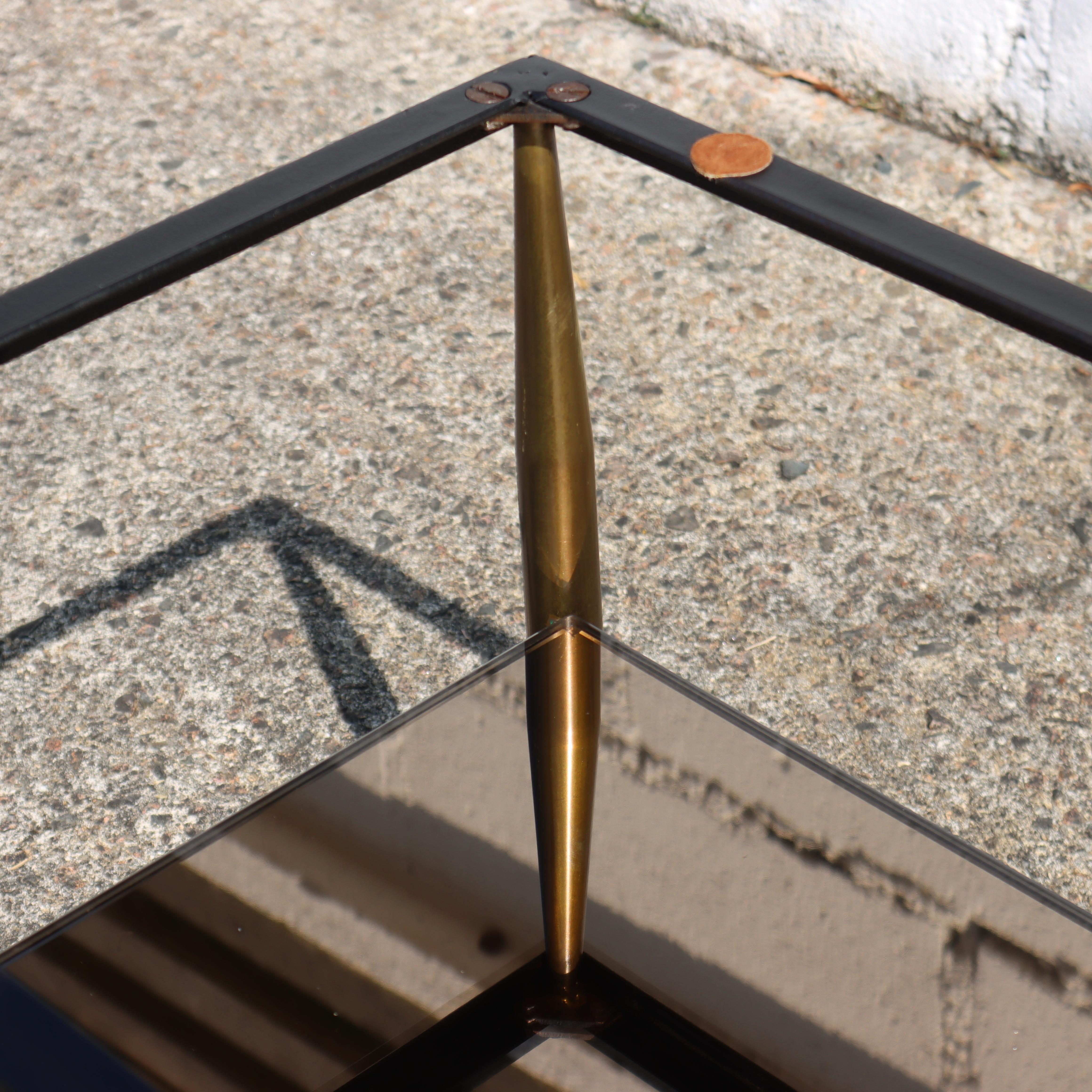 Mid-Century Onyx Marble and Brass Coffee Table-Mirror Compartment-Lounge Table 14