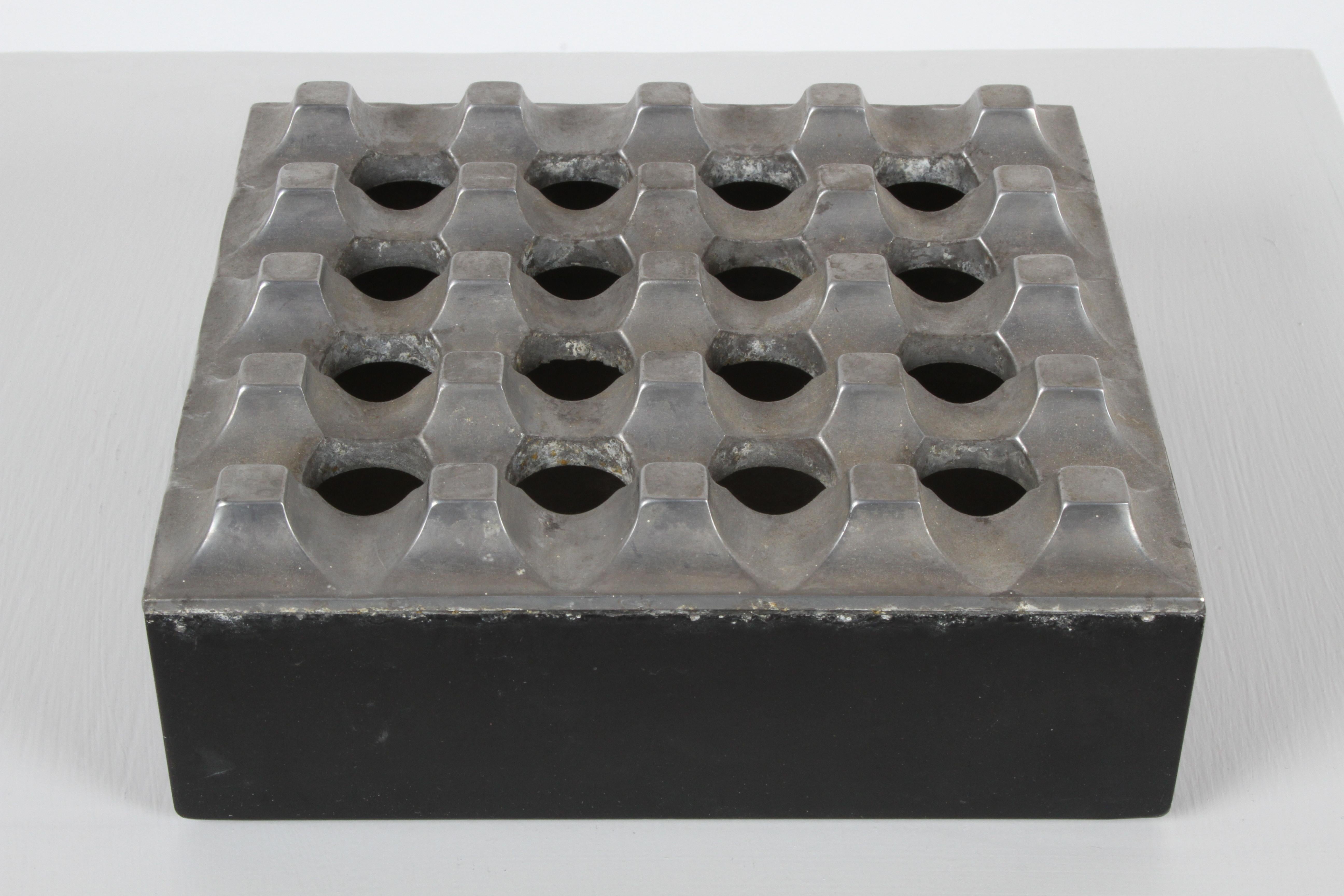 Mid-Century Modern geometric Op-Art Beck & Jung aluminum ashtray 