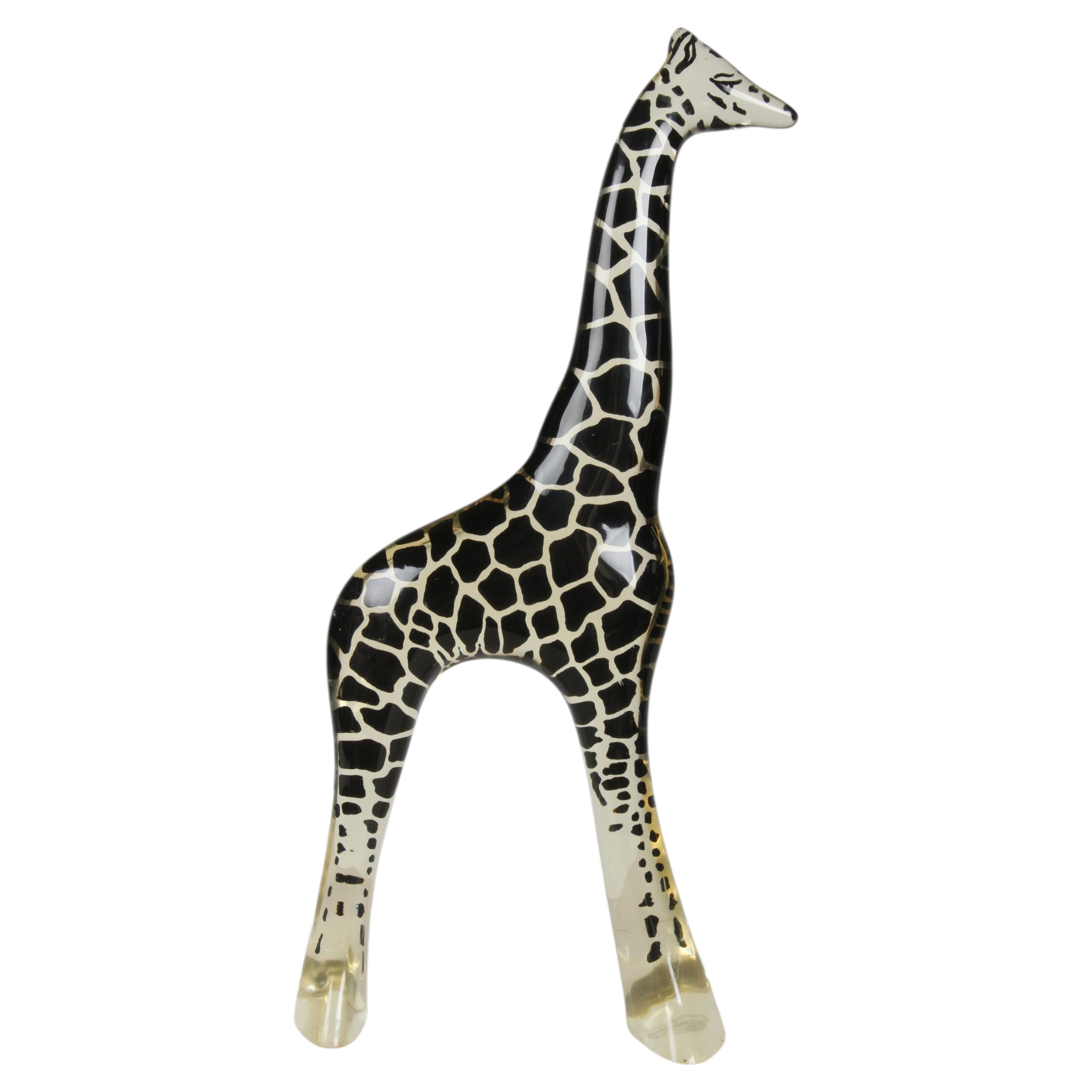 Mid-Century Op-Art Lucite 12" Tall Giraffe Sculpture by Artist Abraham Palatnik For Sale