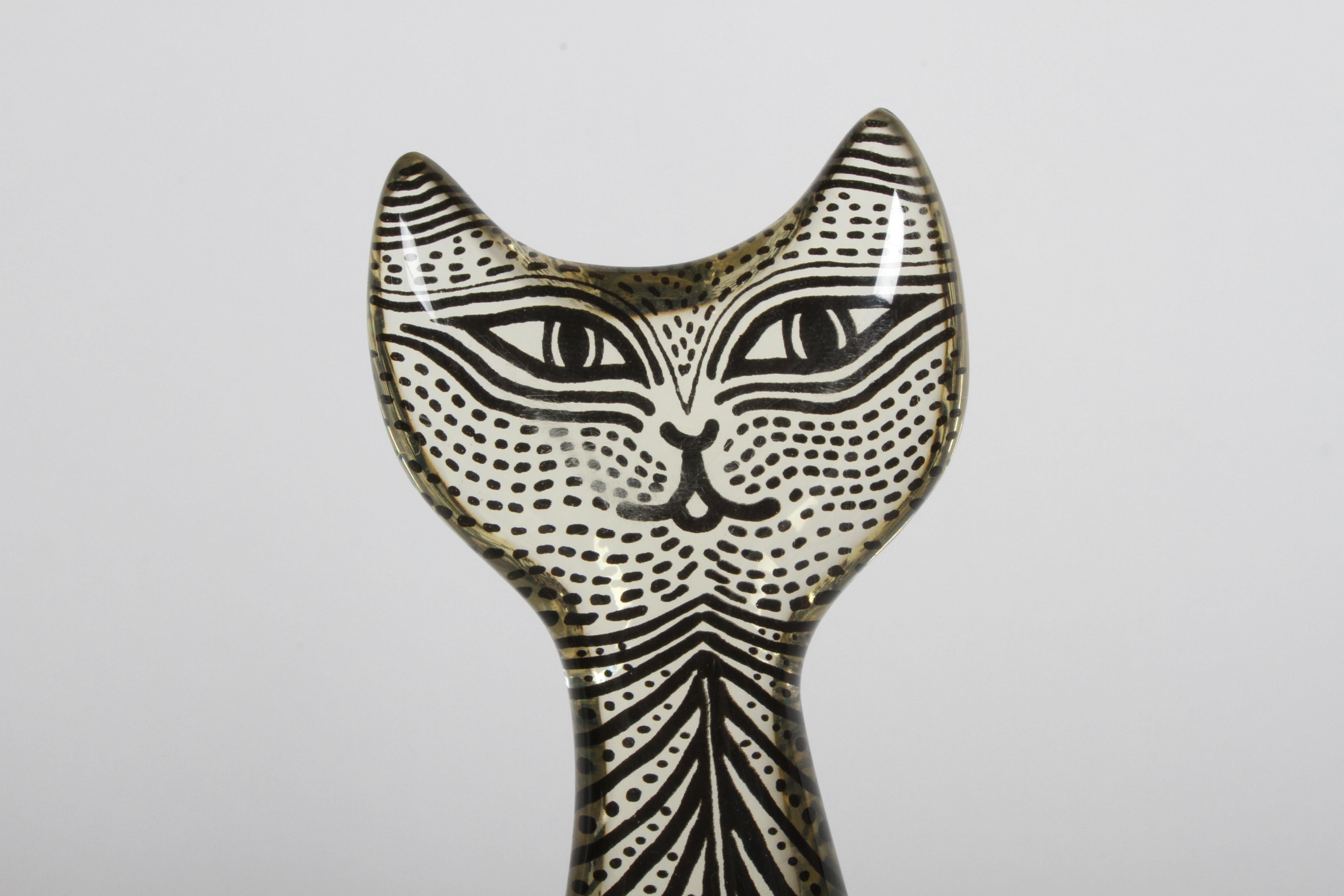 Mid-Century Modern Mid-Century Op-Art Lucite Cat Sculpture by Artist Abraham Palatnik