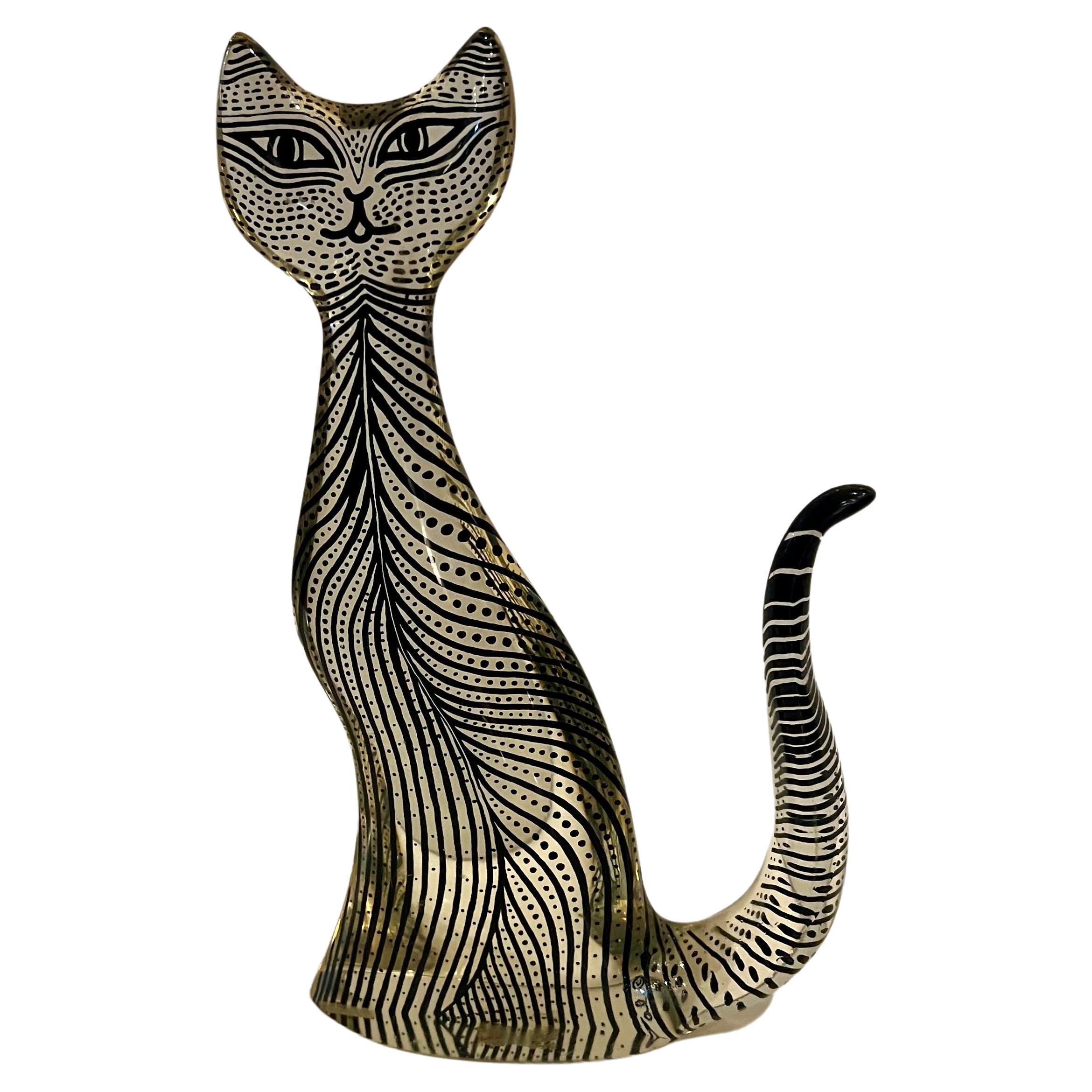Escultura de gato de lucita Op-Art de mediados de siglo del artista Abraham Palatnik Firmada Moderno de mediados de siglo en venta