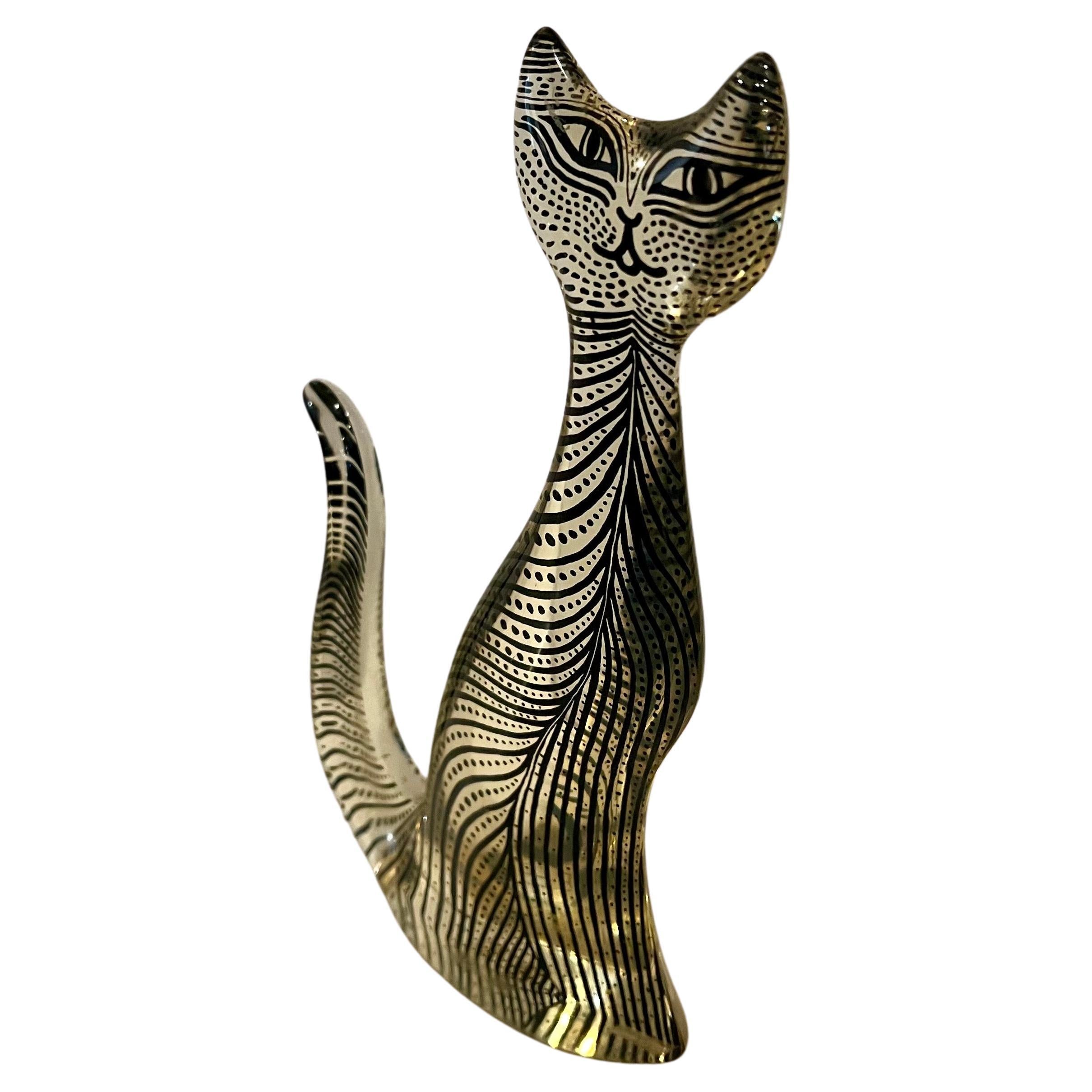 Escultura de gato de lucita Op-Art de mediados de siglo del artista Abraham Palatnik Firmada Brasileño en venta
