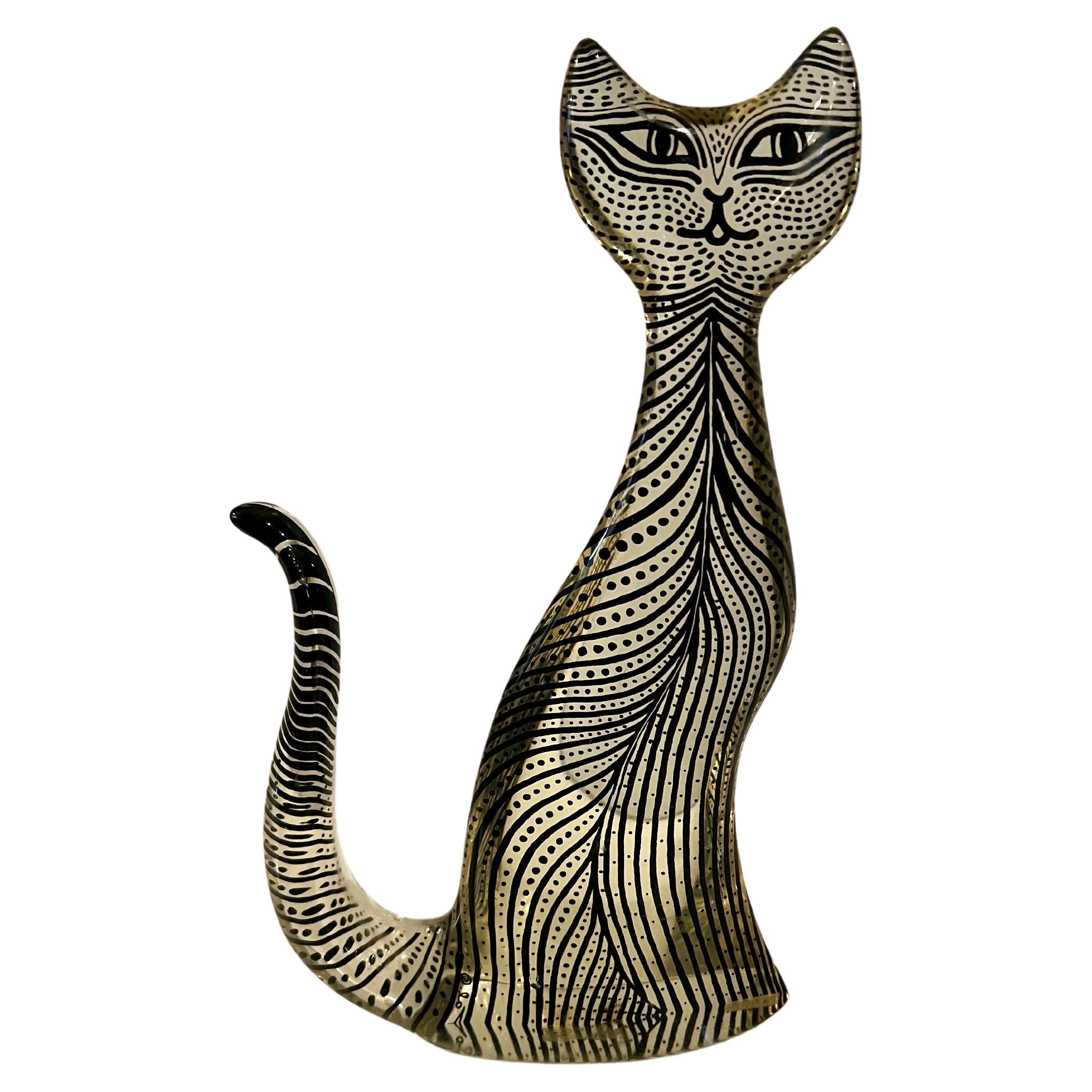 Escultura de gato de lucita Op-Art de mediados de siglo del artista Abraham Palatnik Firmada