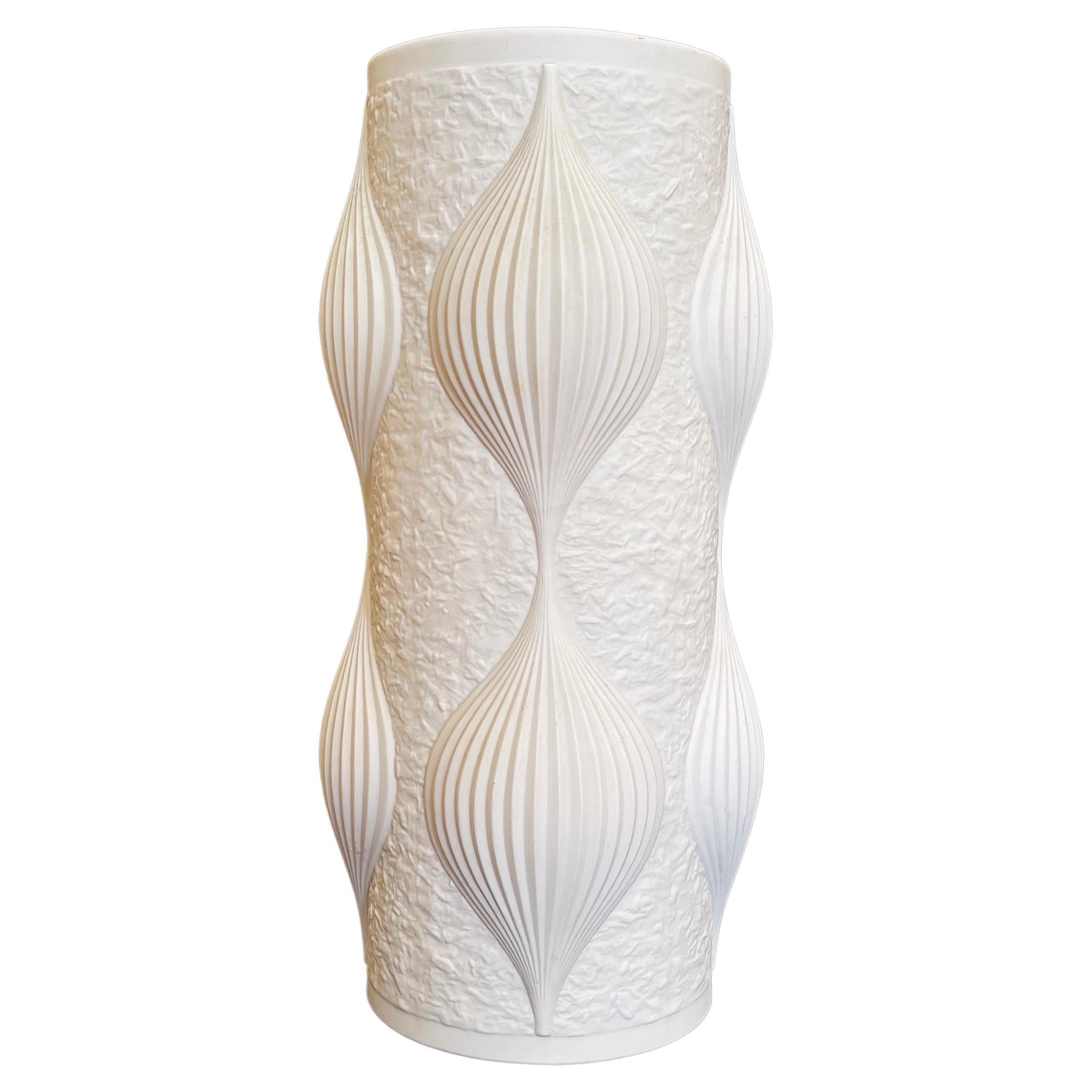 Mid-Century OP-ART Vase Bisque Porcelain White by Heinrich Fuchs, 1960s, Germany For Sale