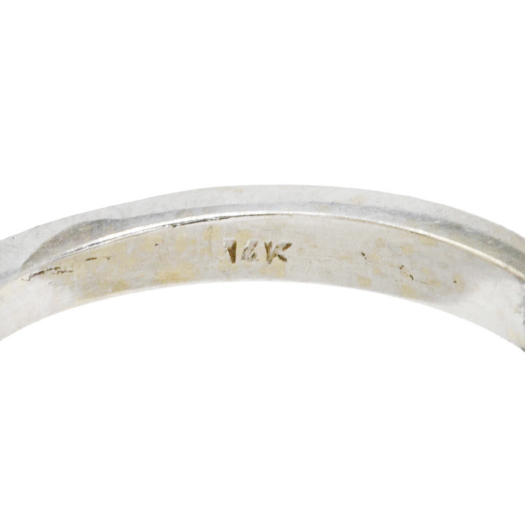 Mid-Century Opal Diamond 14 Karat White Gold Vintage Ring 1