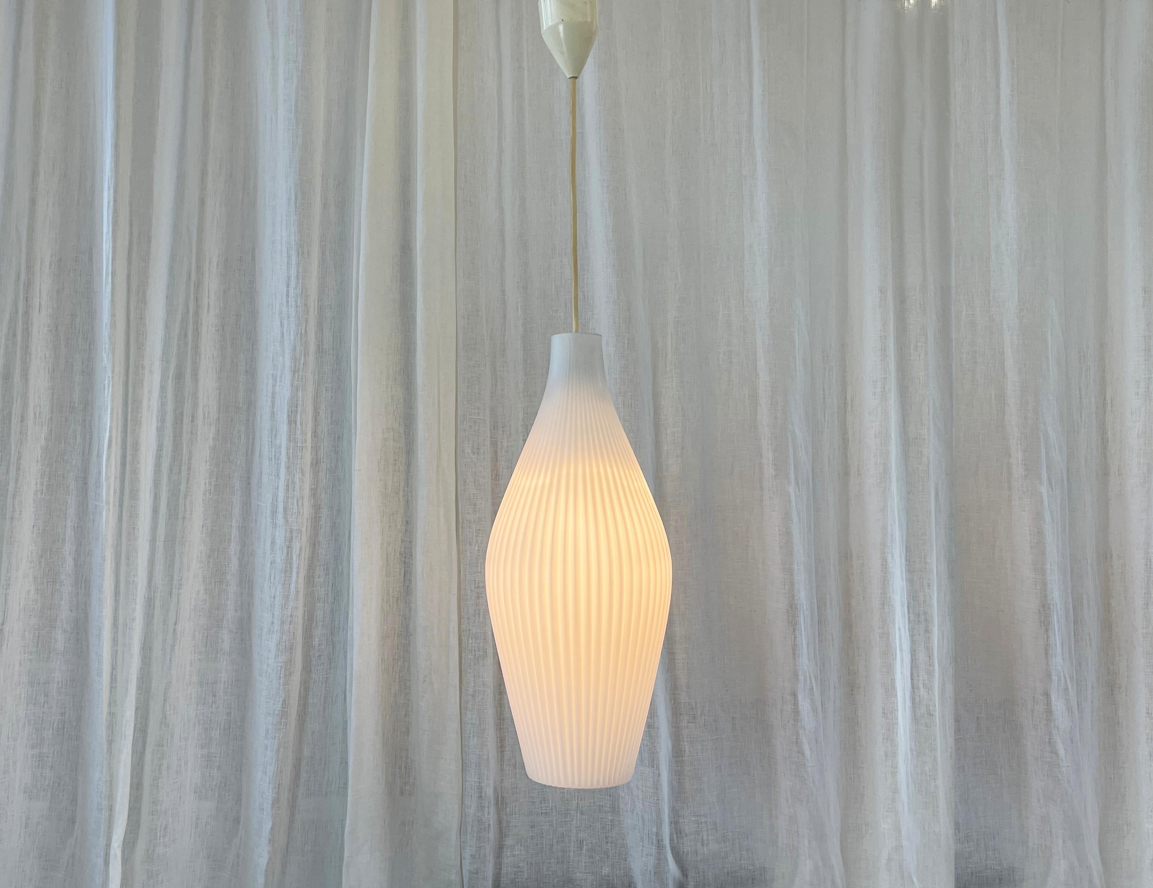 German Mid Century Opal Glass Pendant Lamp 'Granada' by Gangkofner for Peill & Putzler For Sale