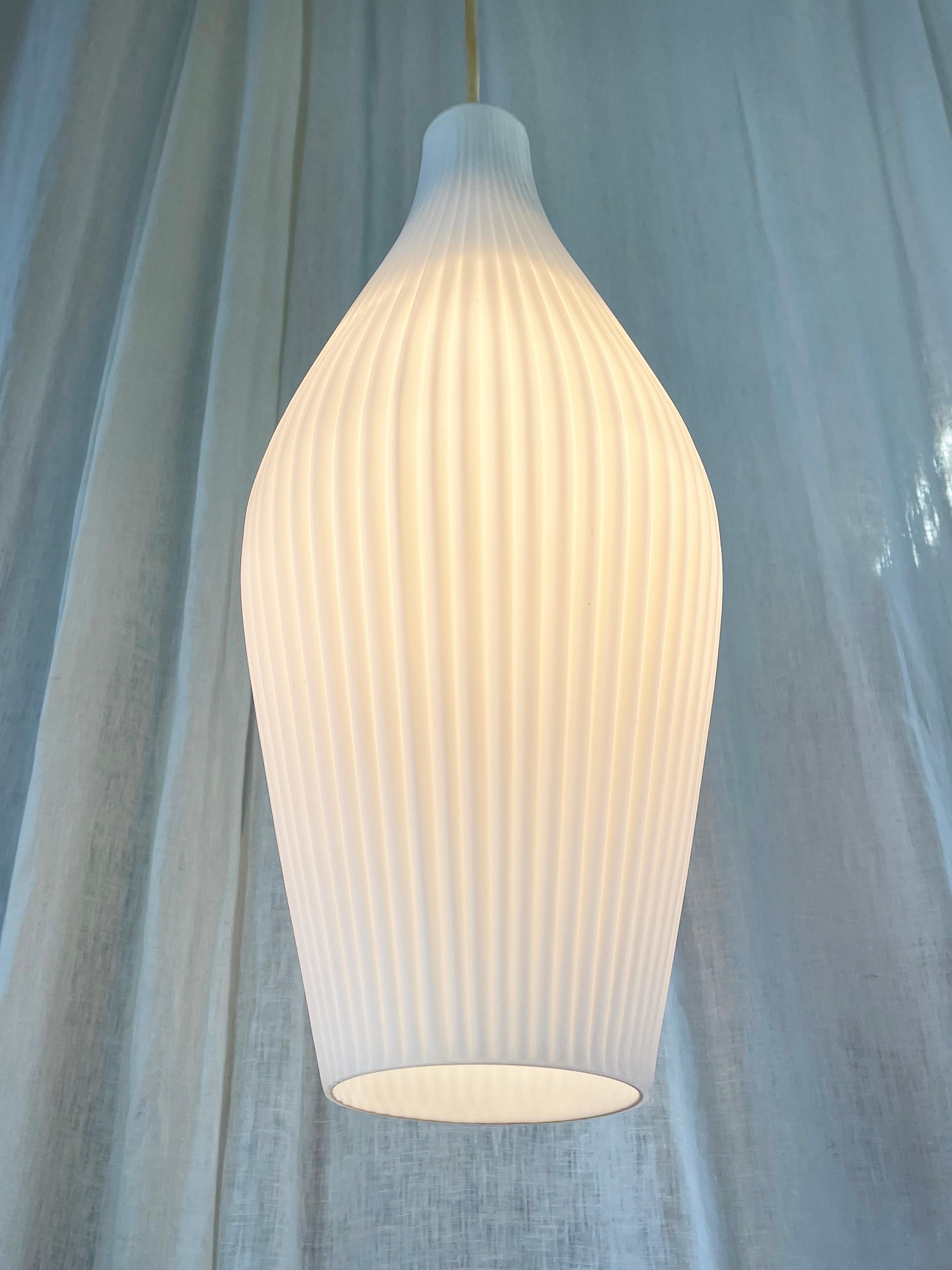 Machine-Made Mid Century Opal Glass Pendant Lamp 'Granada' by Gangkofner for Peill & Putzler For Sale
