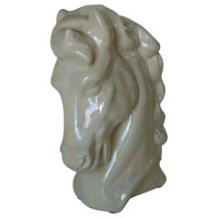 Vintage Midcentury Opalescence White Horse Head T.V. Lamp