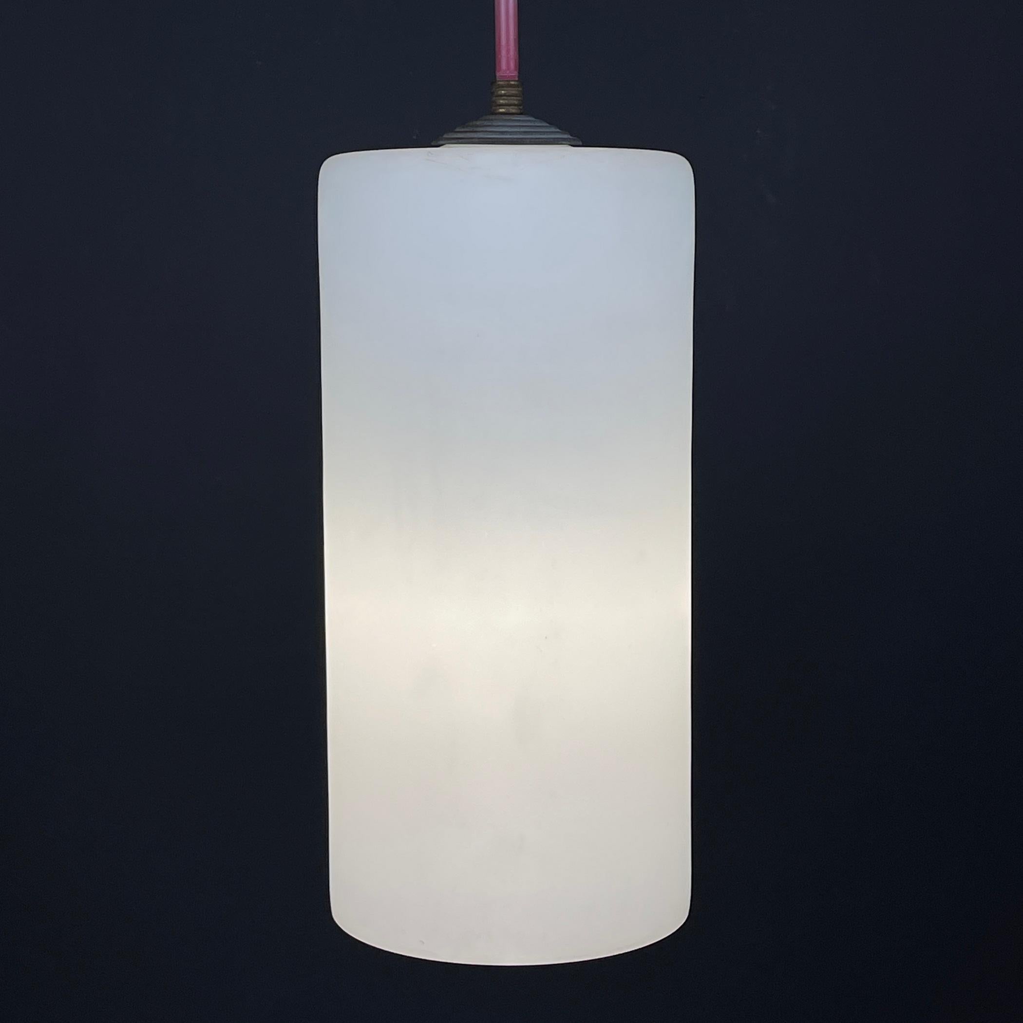 Mid-century opalin glass pendant lamp Italy 1960s Set of 2 For Sale 5