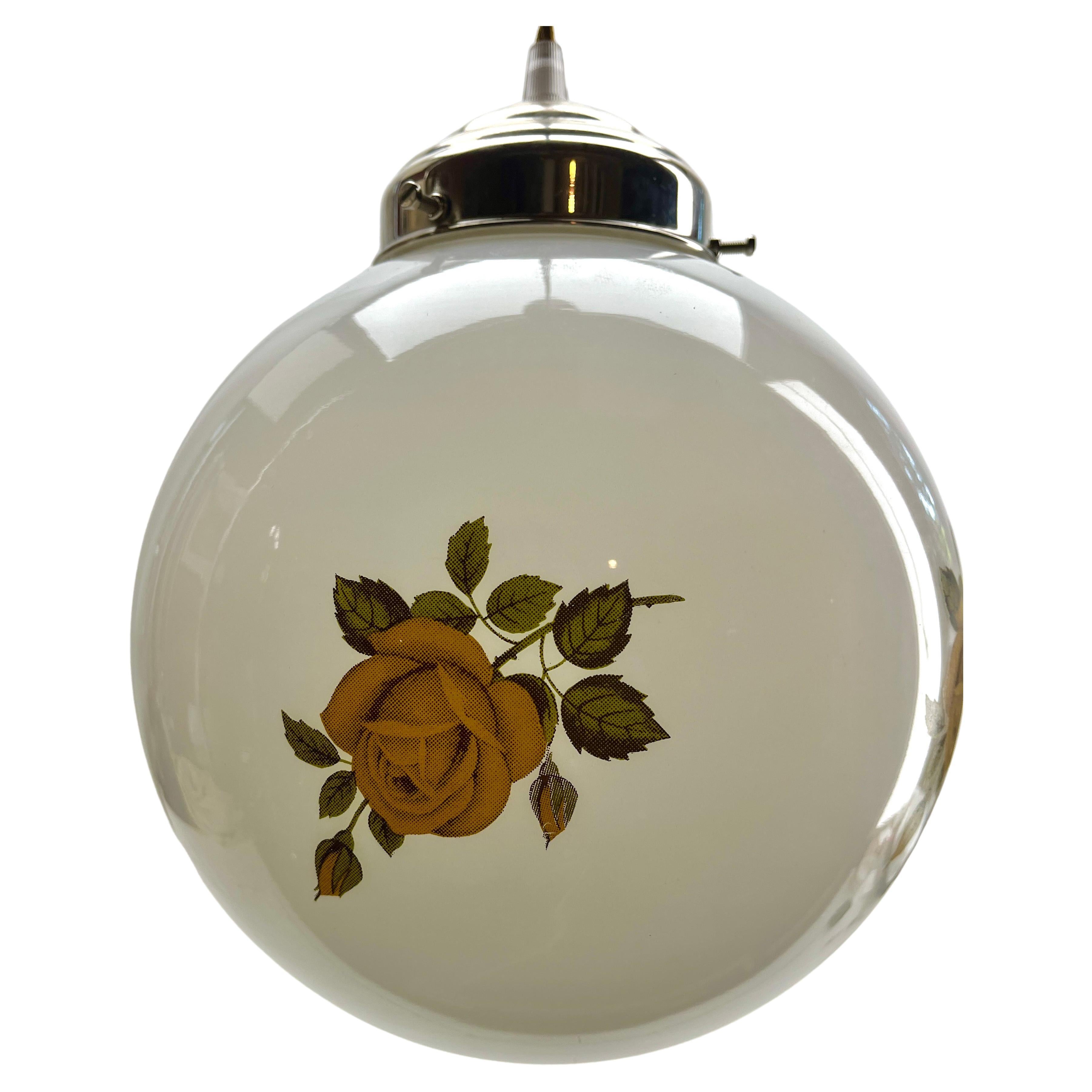 Mid-Century-Deckenleuchte aus Opal, Scailmont-Glasschirm aus Belgien, 1950er Jahre im Angebot 2