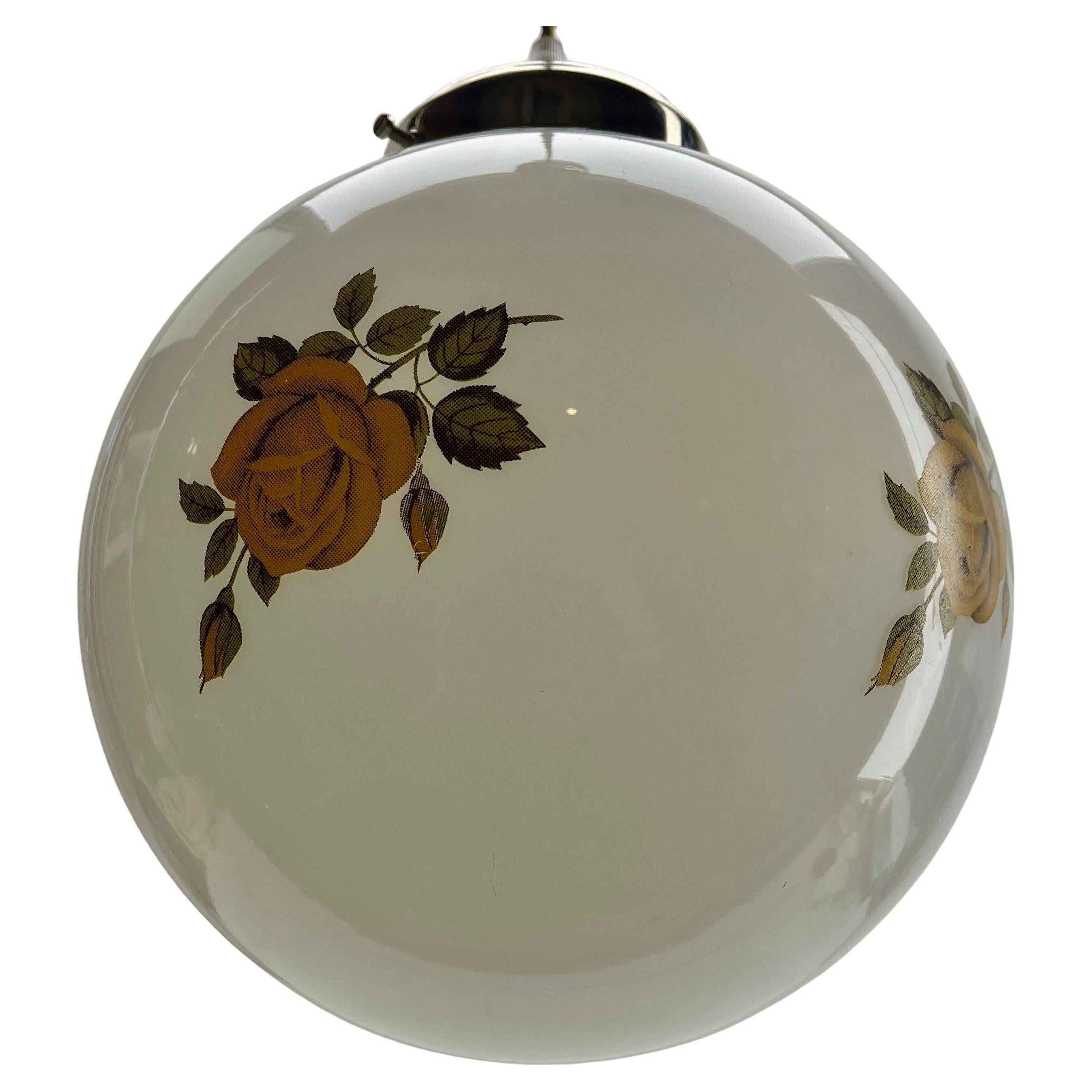 Mid-Century-Deckenleuchte aus Opal, Scailmont-Glasschirm aus Belgien, 1950er Jahre im Angebot 3