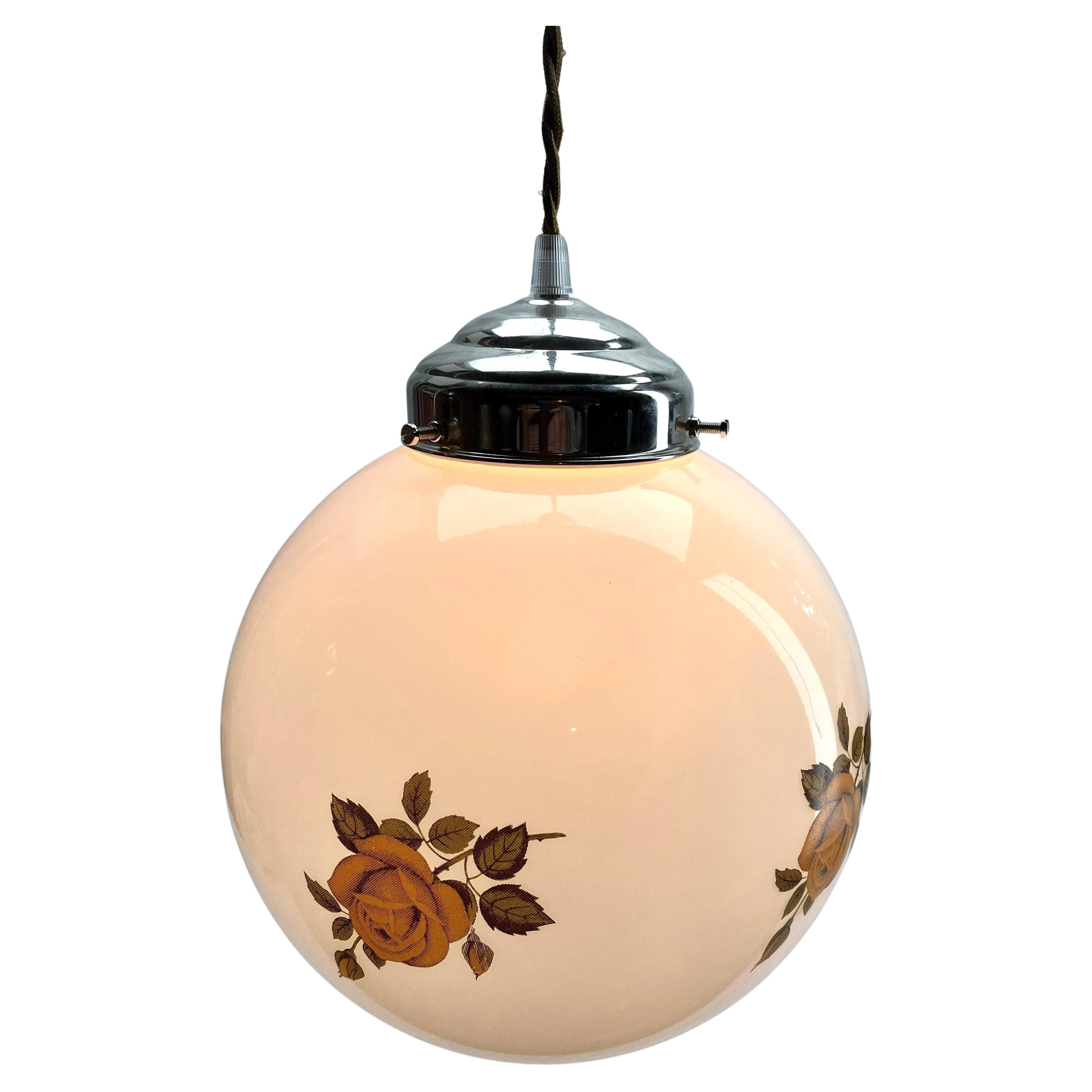 Mid-Century-Deckenleuchte aus Opal, Scailmont-Glasschirm aus Belgien, 1950er Jahre (Belgisch) im Angebot