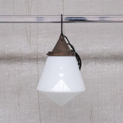 Mid-Century Opaline Conical Pendant Light