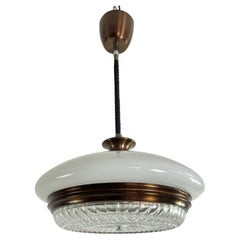 Mid-Century Opaline Glass And Crystal Chandelier, 1960s