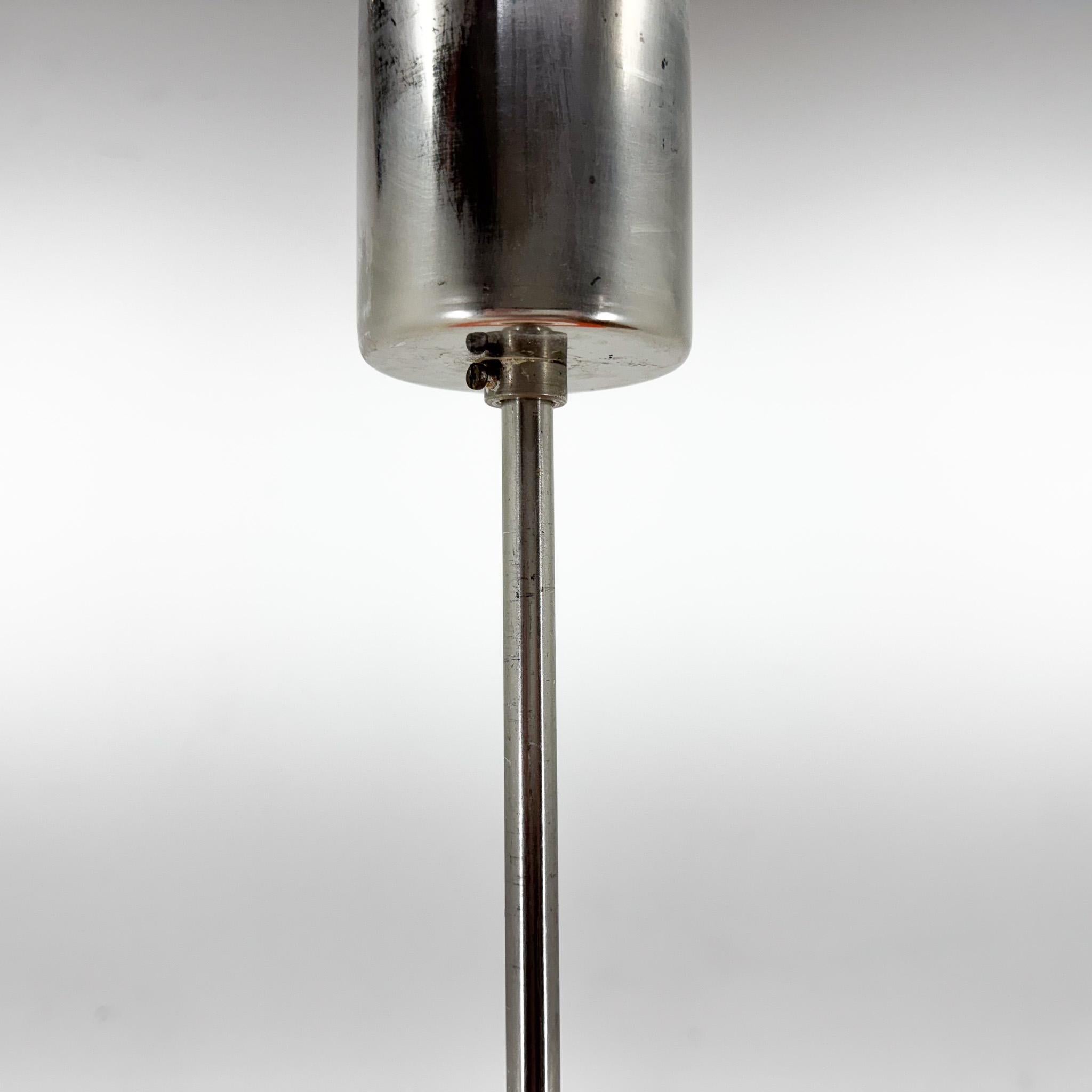Mid-century Opaline Glass and Metal Pendant Light For Sale 3