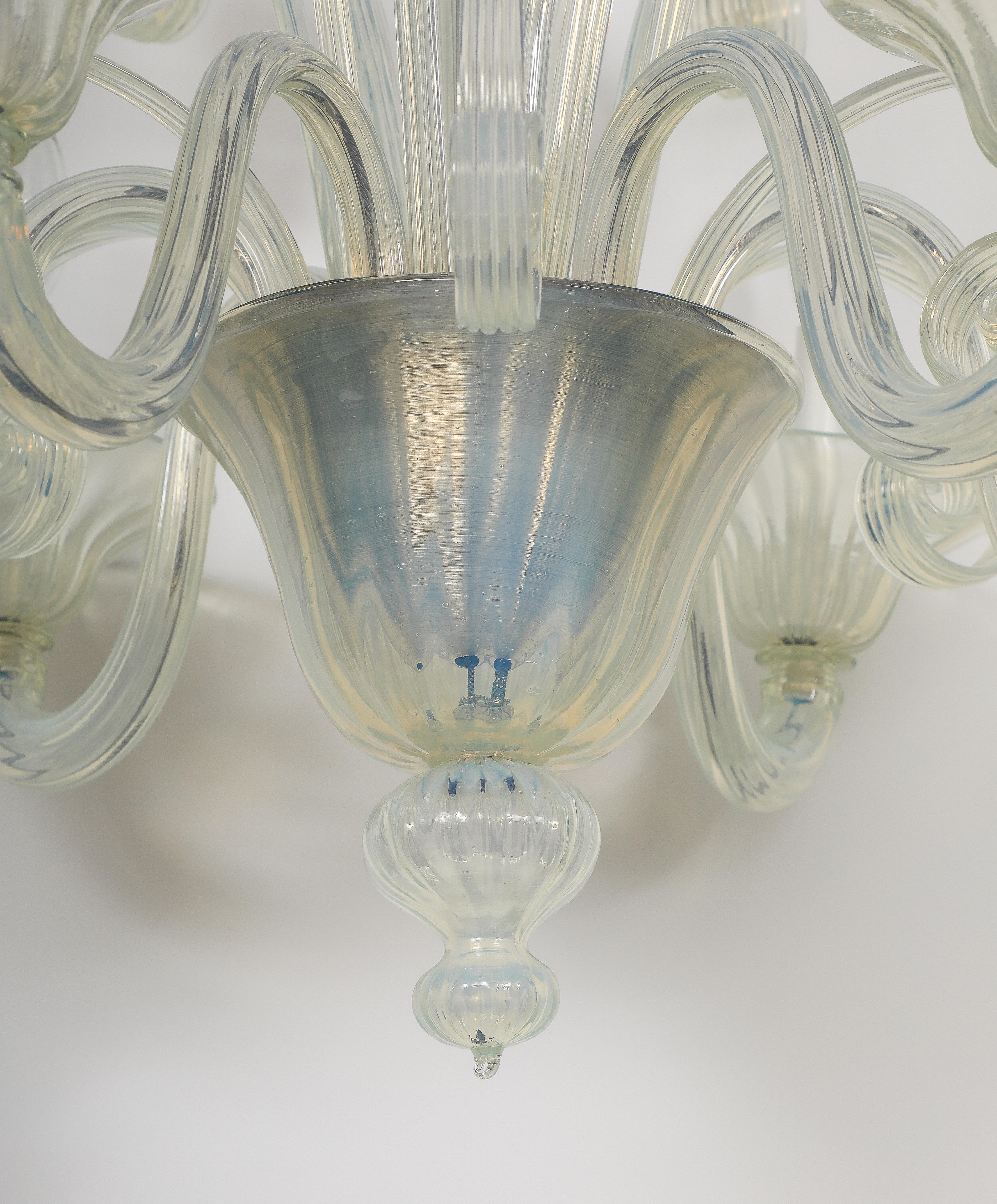 Mid Century Opaline Glass Lamp, Seguso For Sale 3