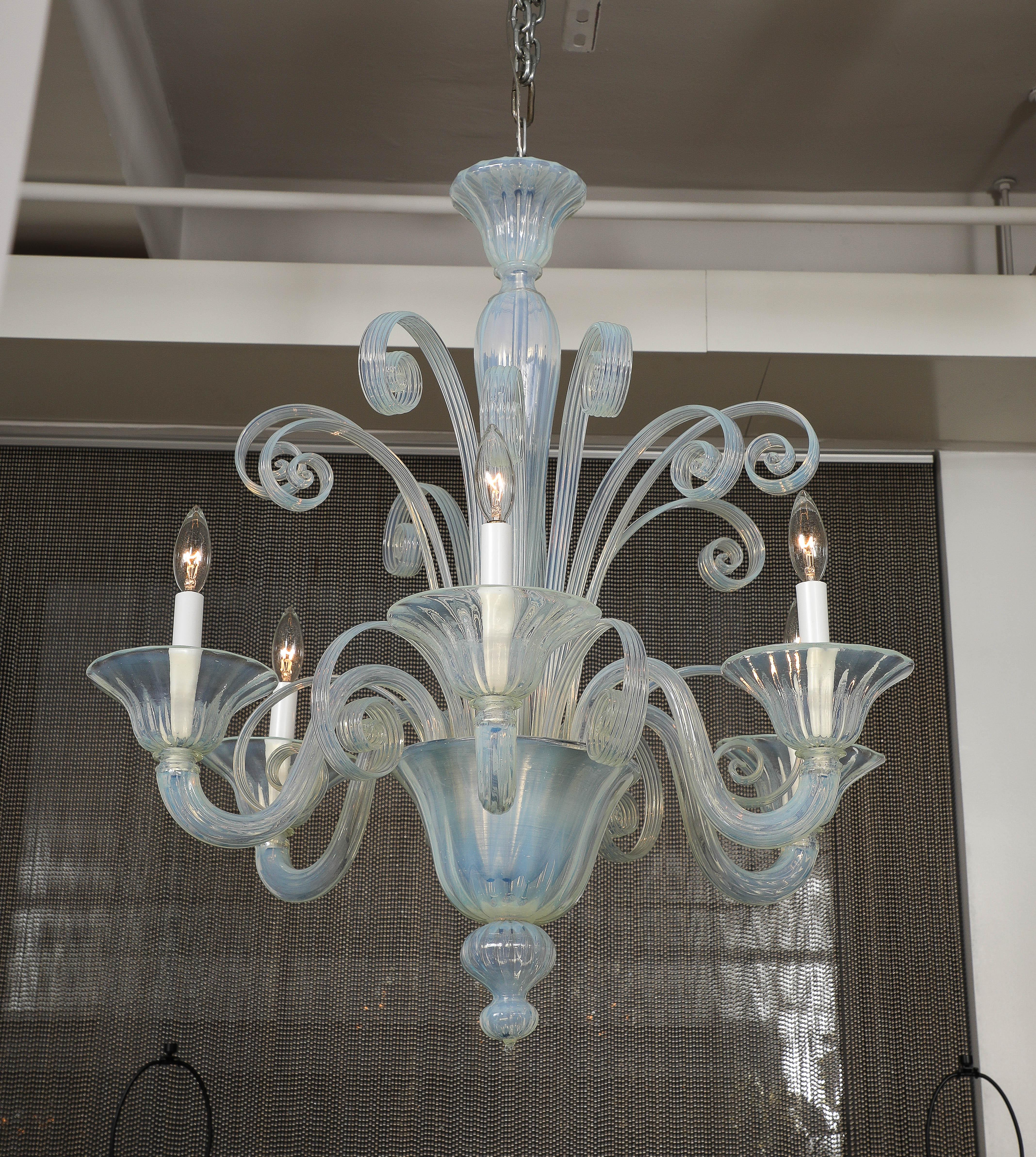 Mid Century Opaline Glass Lamp, Seguso For Sale 4