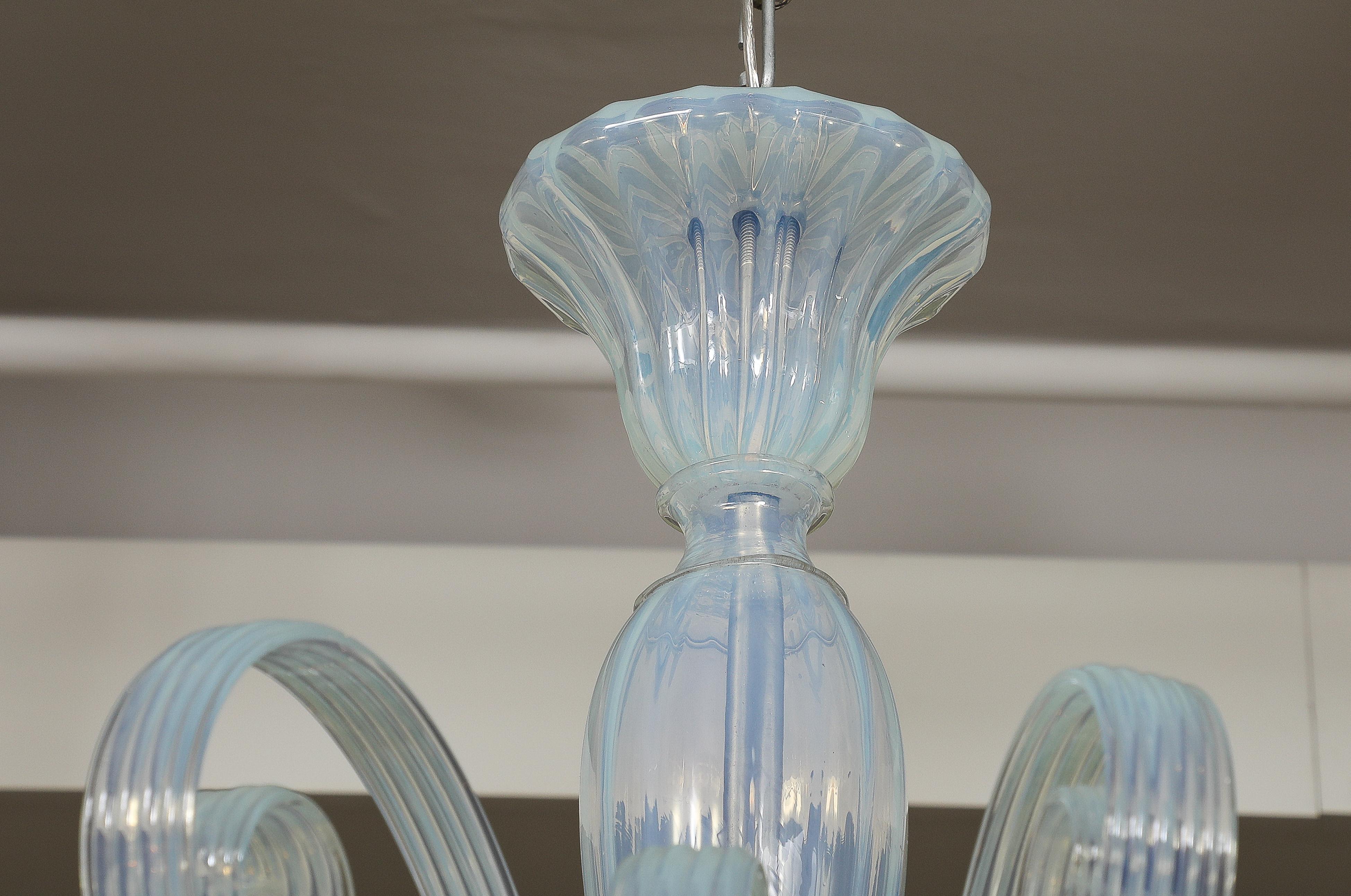 Mid Century Opaline Glass Lamp, Seguso For Sale 5