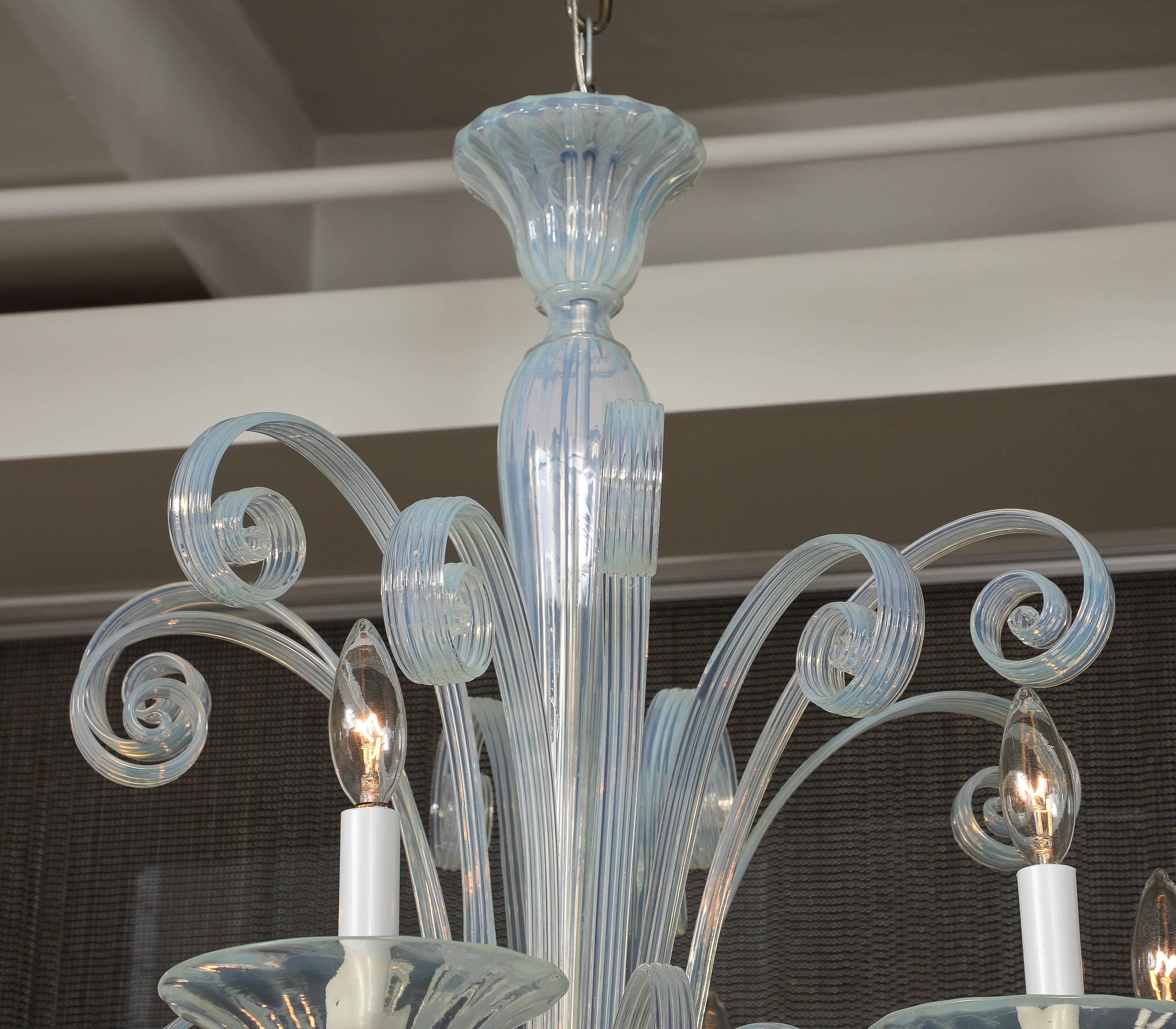 Mid Century Opaline Glass Lamp, Seguso For Sale 6