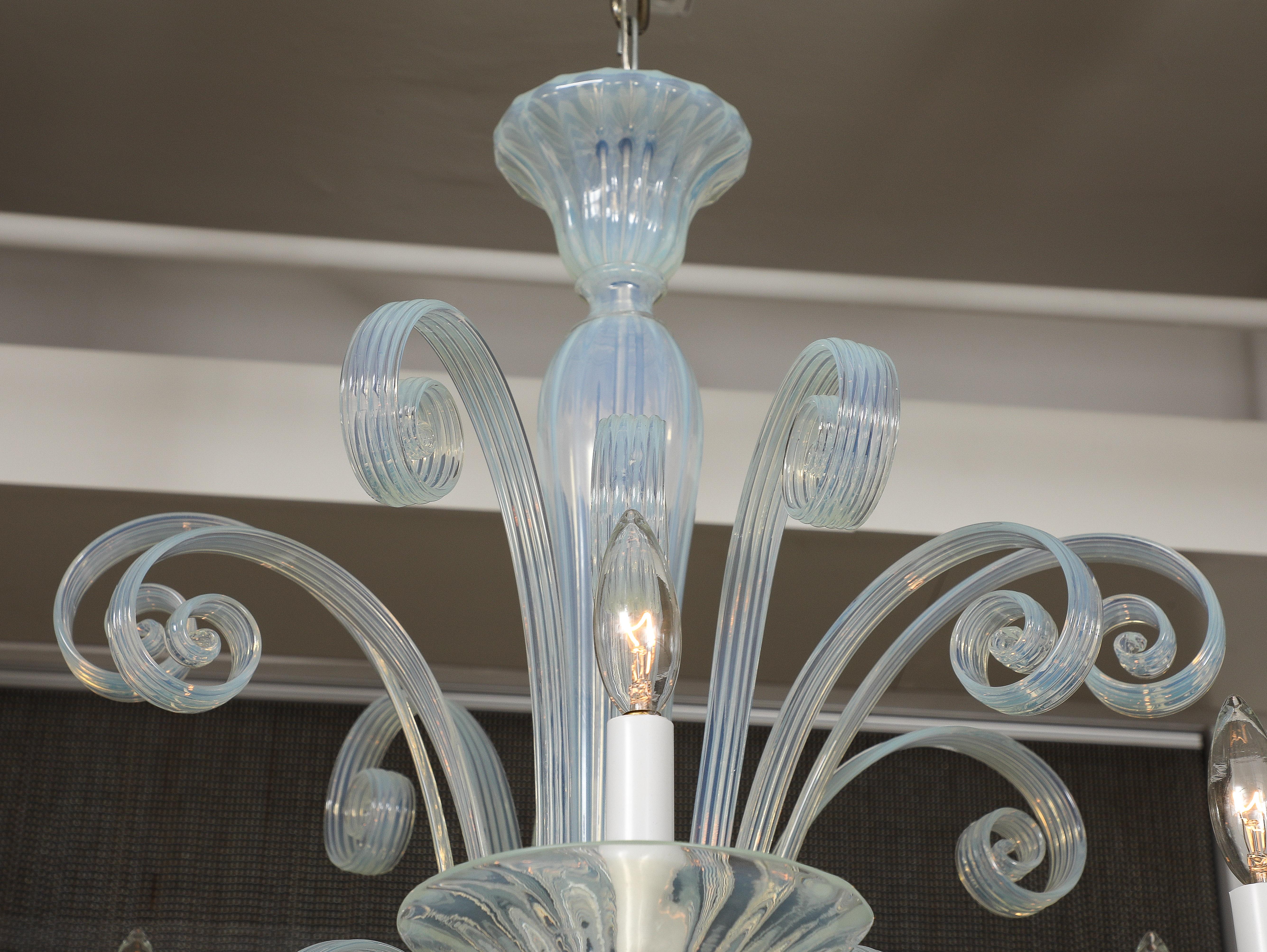 Mid Century Opaline Glass Lamp, Seguso For Sale 7