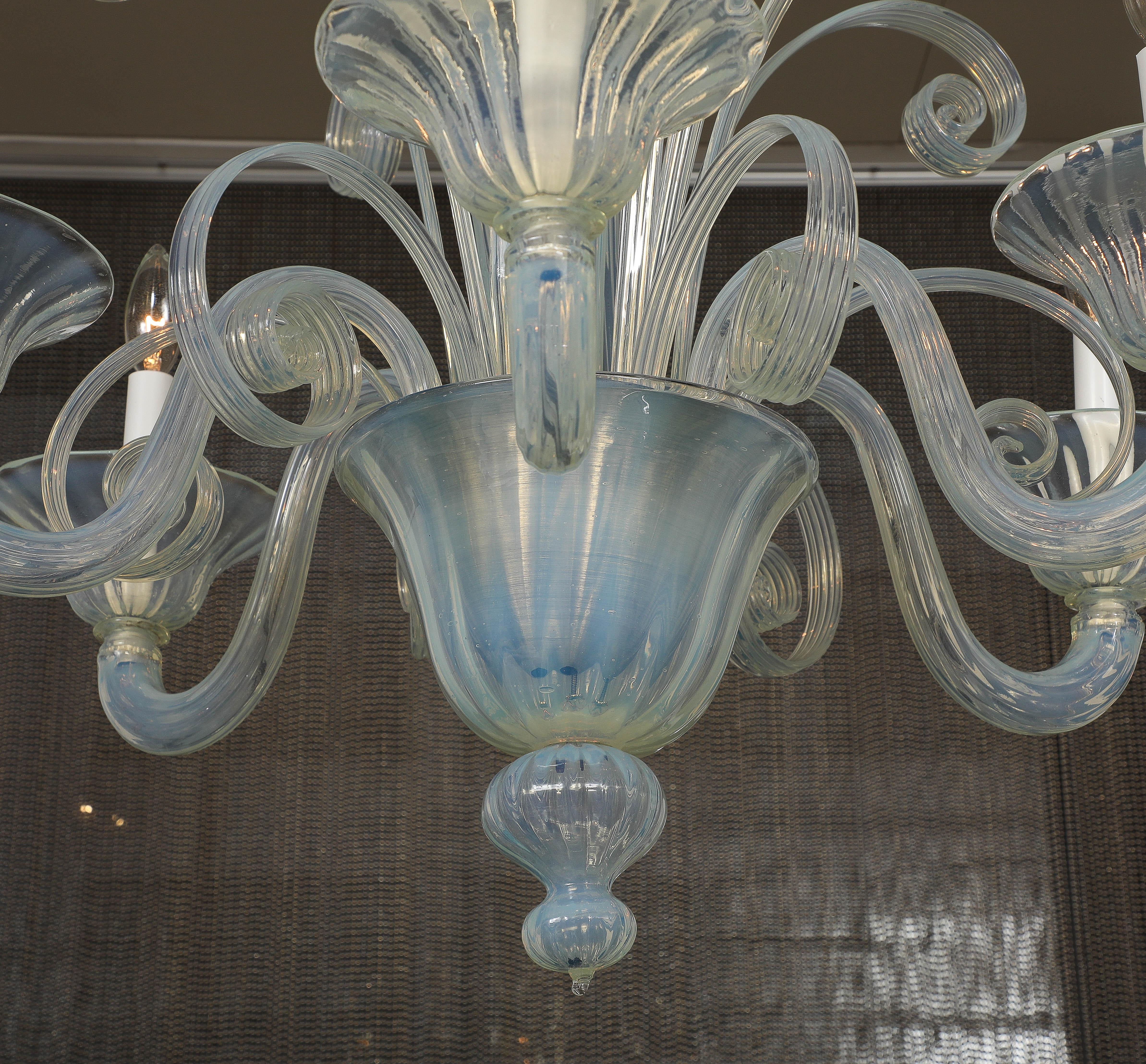 Mid Century Opaline Glass Lamp, Seguso For Sale 8