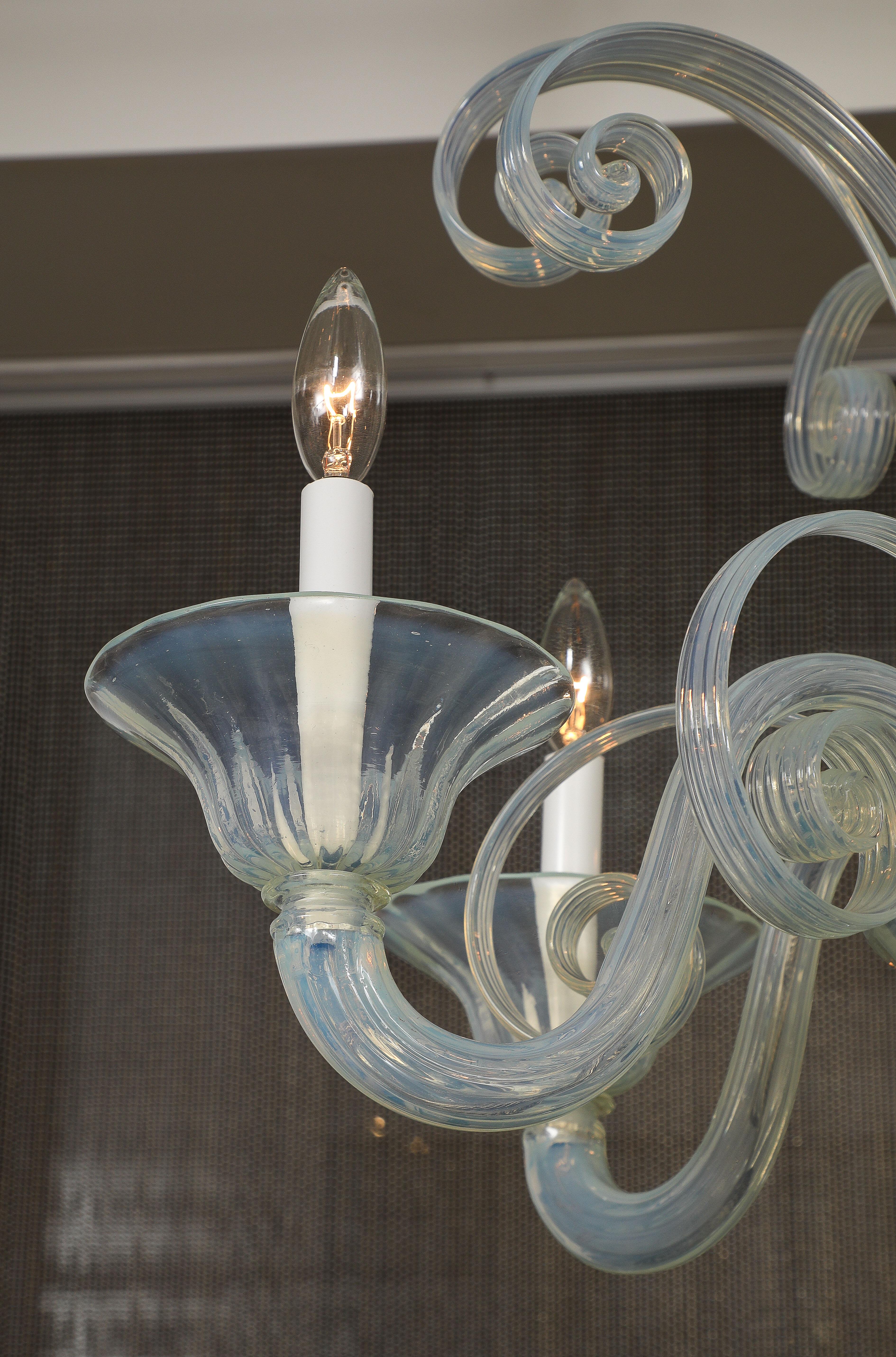 Mid Century Opaline Glass Lamp, Seguso For Sale 9