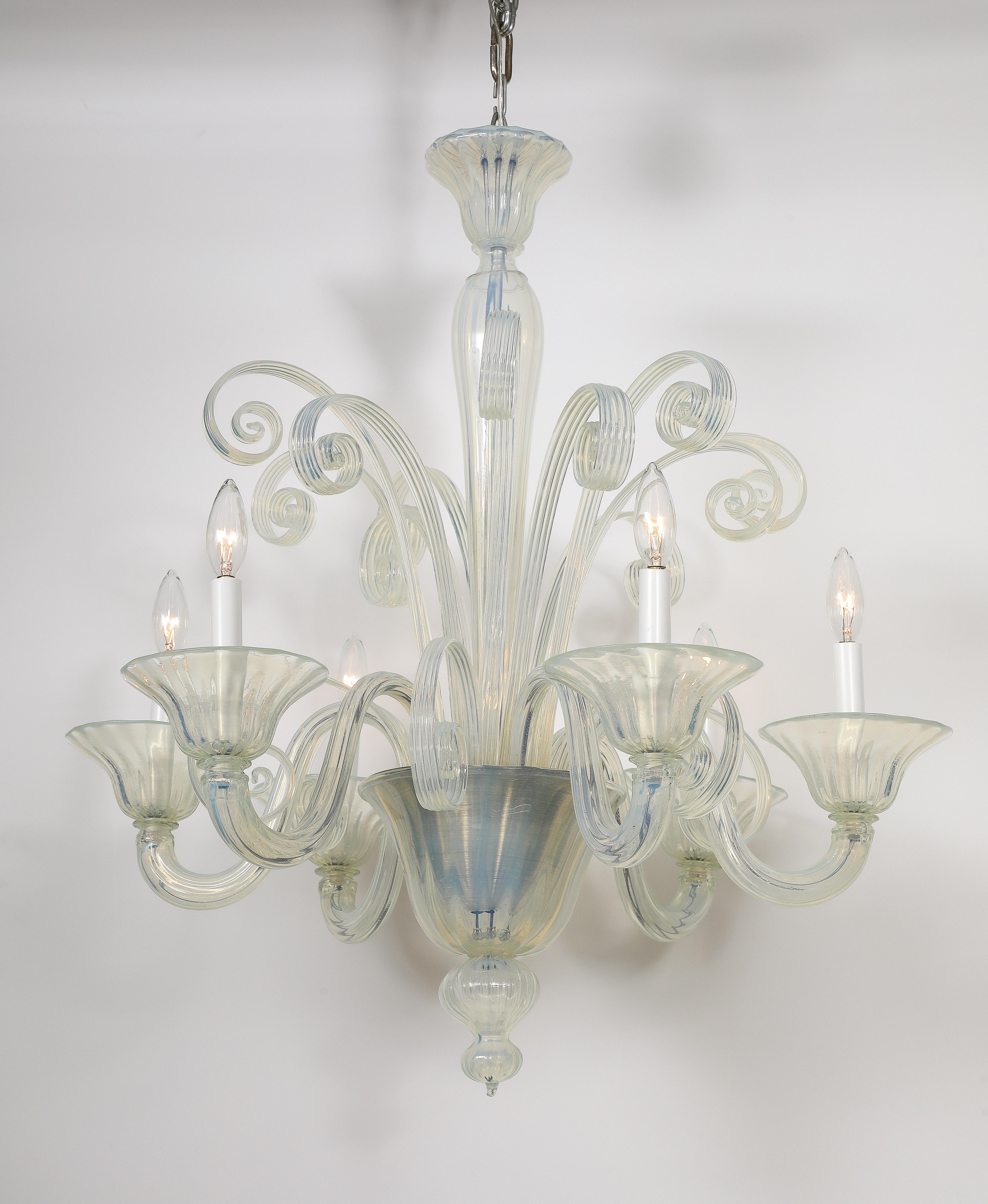 Mid-Century Modern Mid Century Opaline Glass Lamp, Seguso For Sale