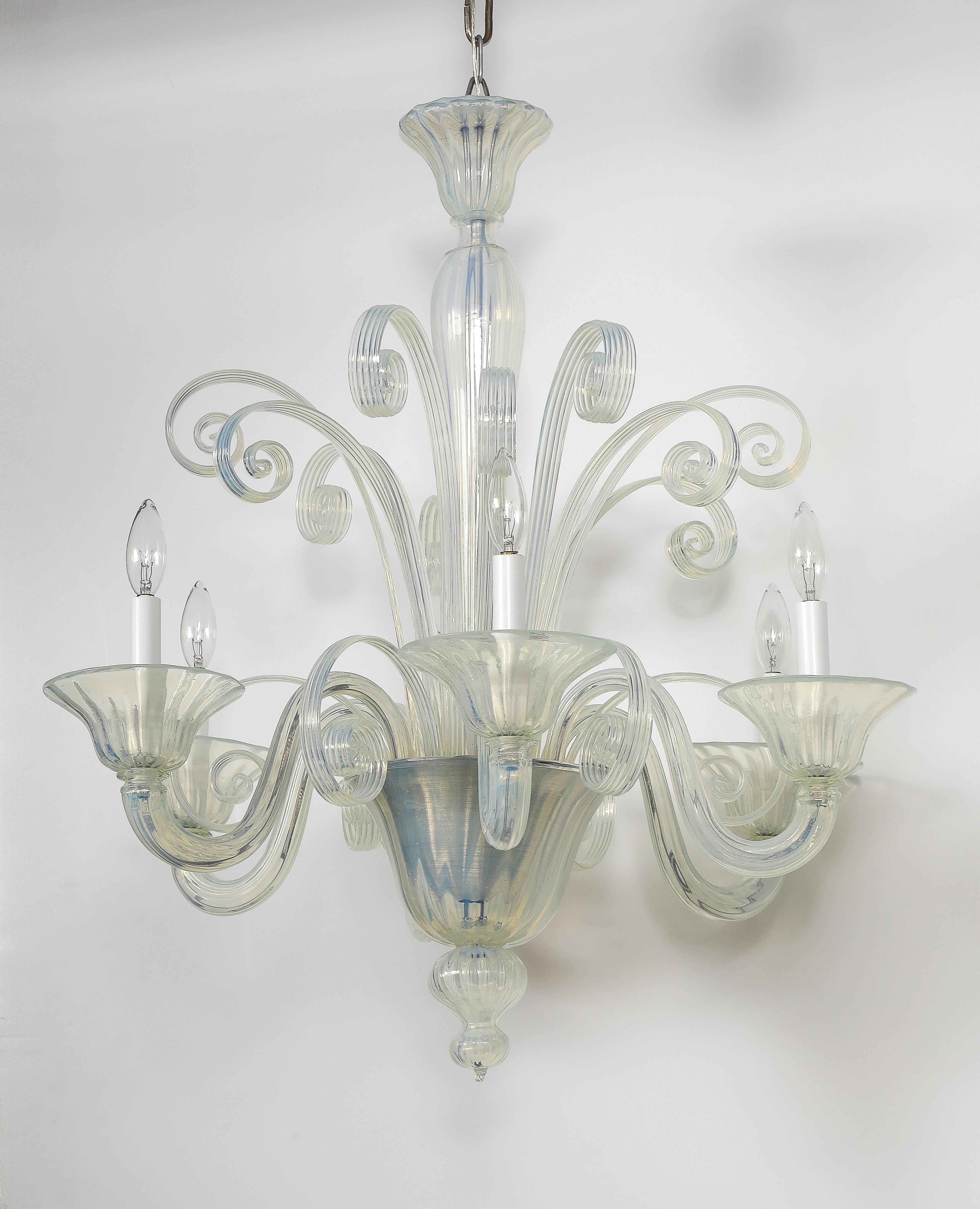Italian Mid Century Opaline Glass Lamp, Seguso For Sale
