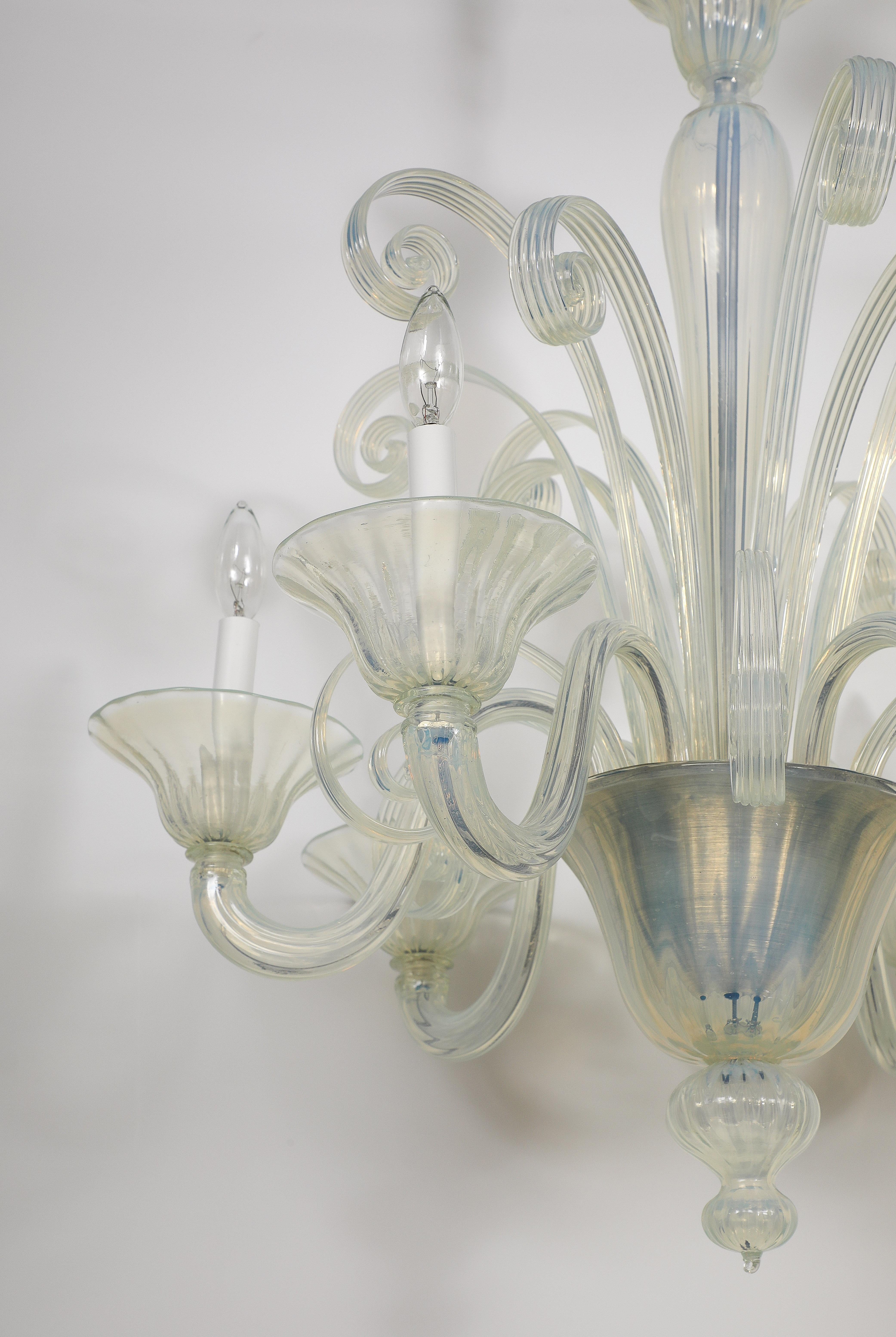 20th Century Mid Century Opaline Glass Lamp, Seguso For Sale