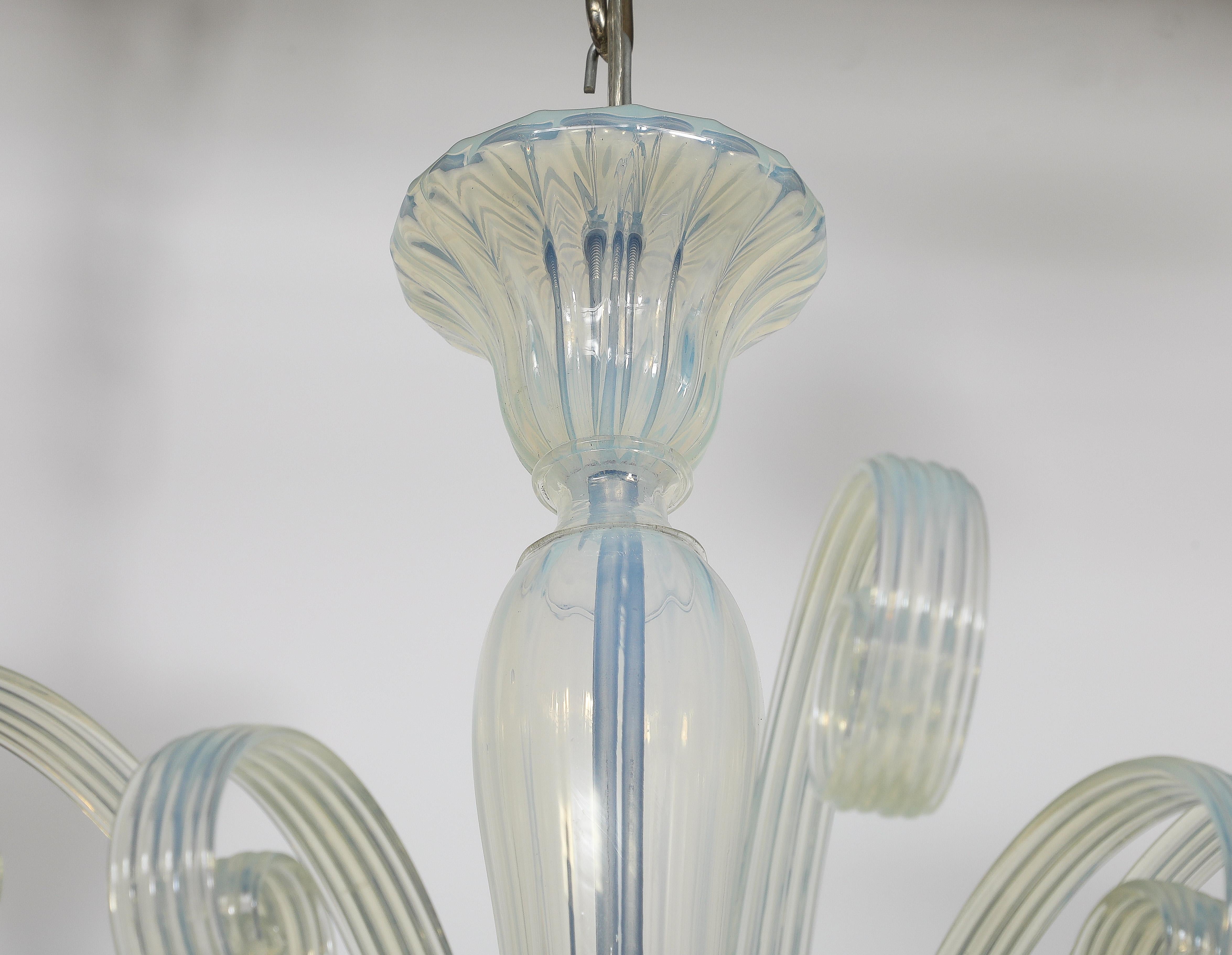 Murano Glass Mid Century Opaline Glass Lamp, Seguso For Sale