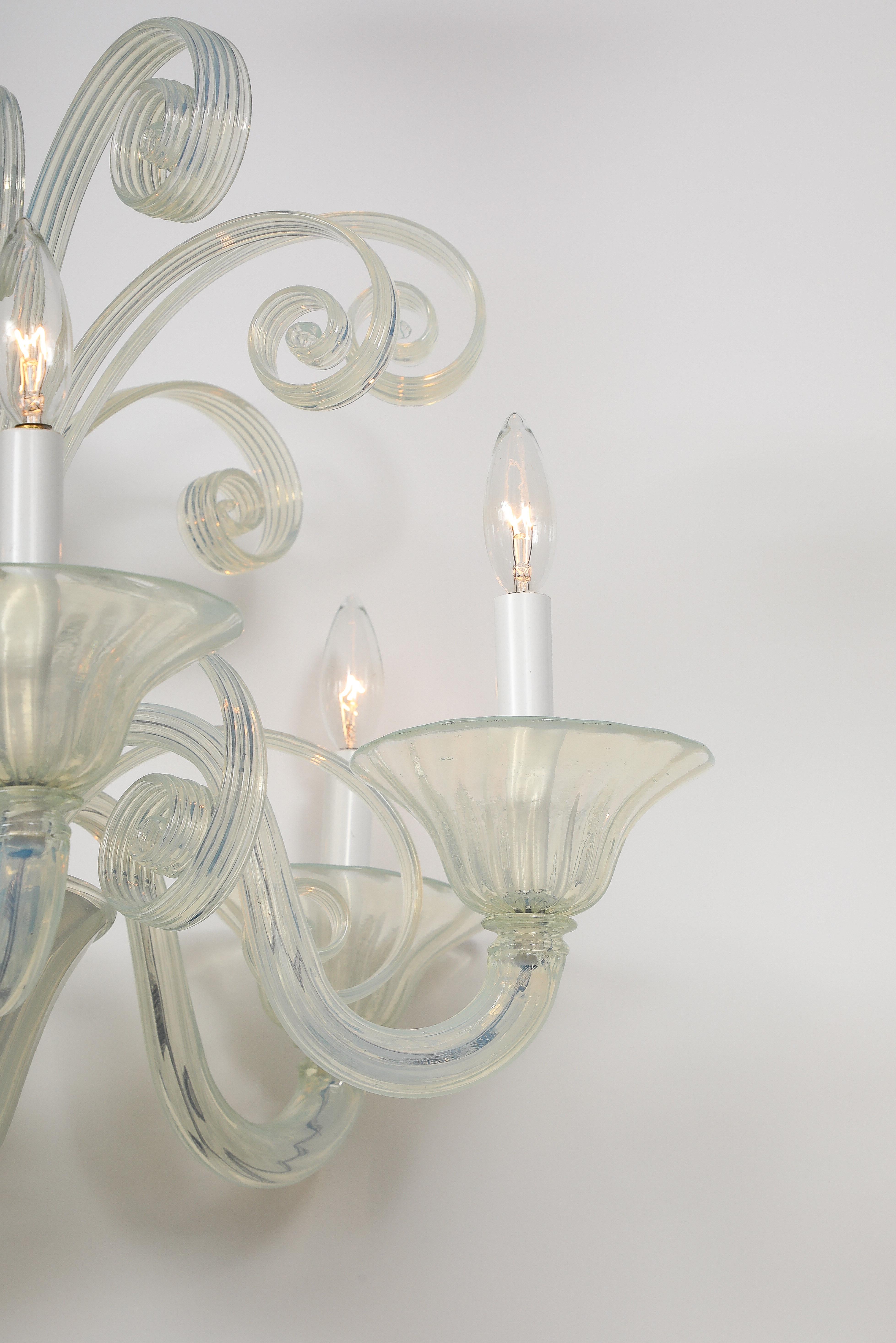 Mid Century Opaline Glass Lamp, Seguso For Sale 1