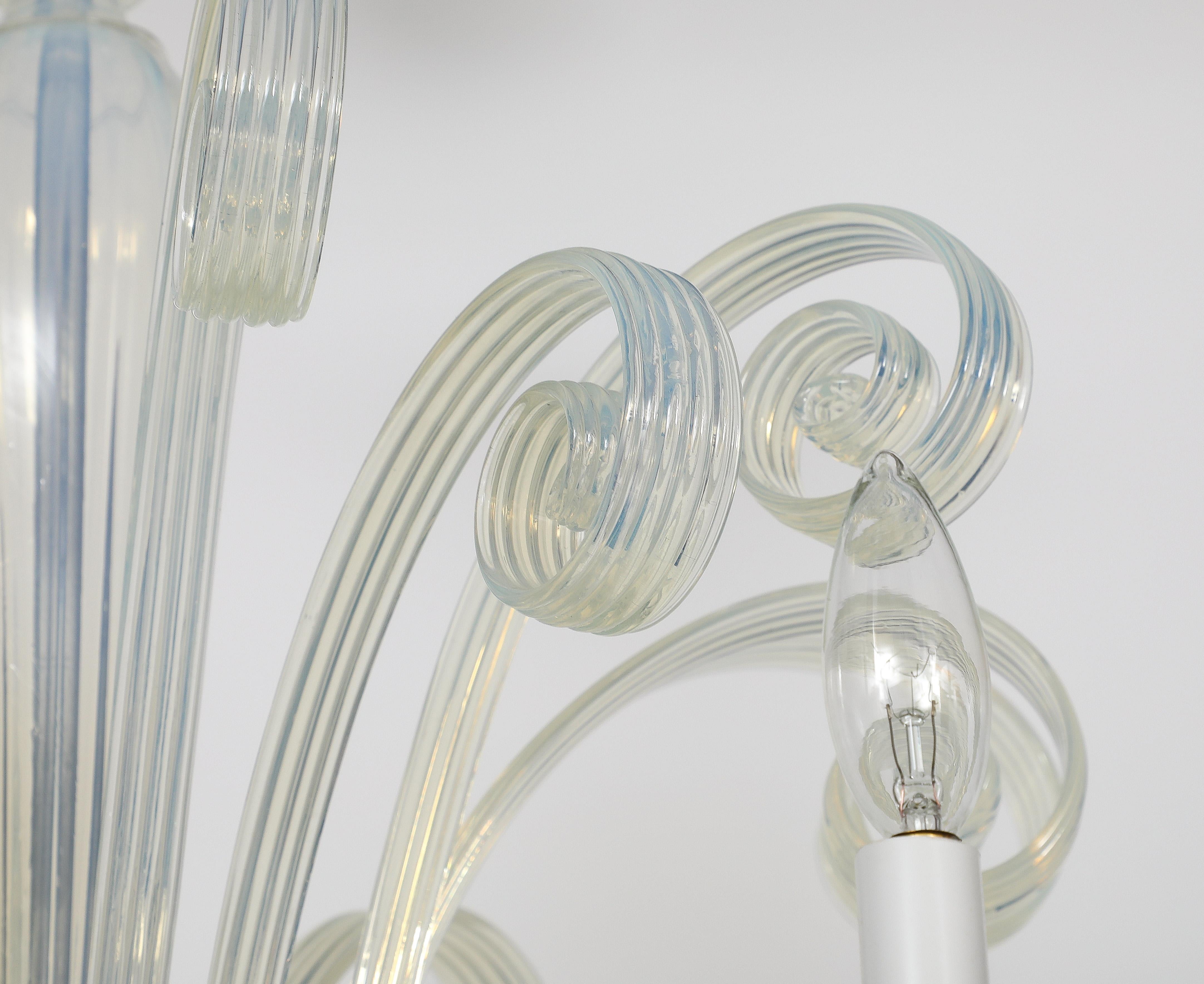 Mid Century Opaline Glass Lamp, Seguso For Sale 2