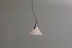 Mid-Century Hershey's Kiss Shaped Opaline Glass & Chrome Pendant, 1960's Germany