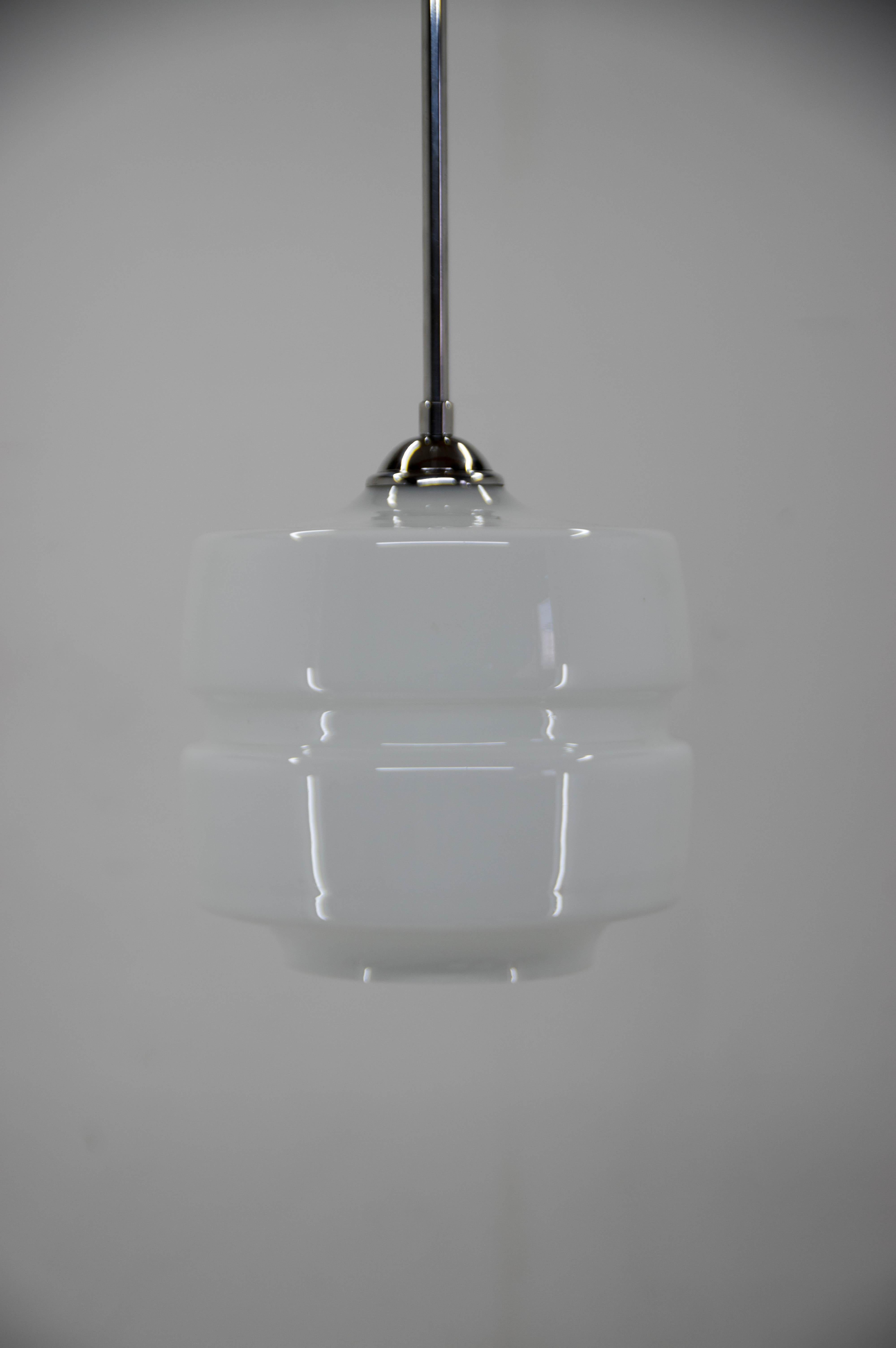 Mid-20th Century Midcentury Opaline Glass Pendant, 1960s, Two Items Available For Sale