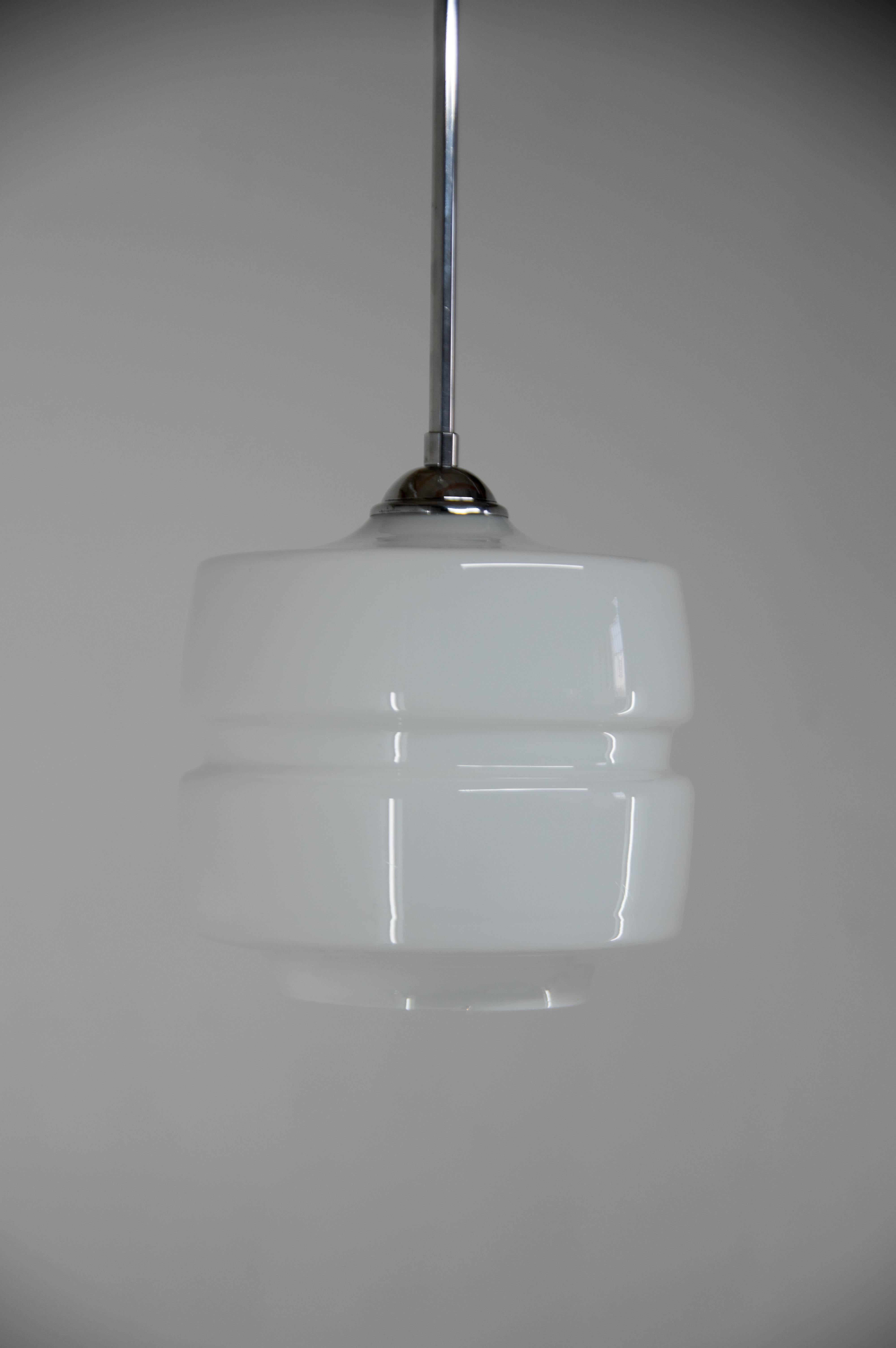 Midcentury Opaline Glass Pendant, 1960s, Two Items Available For Sale 1