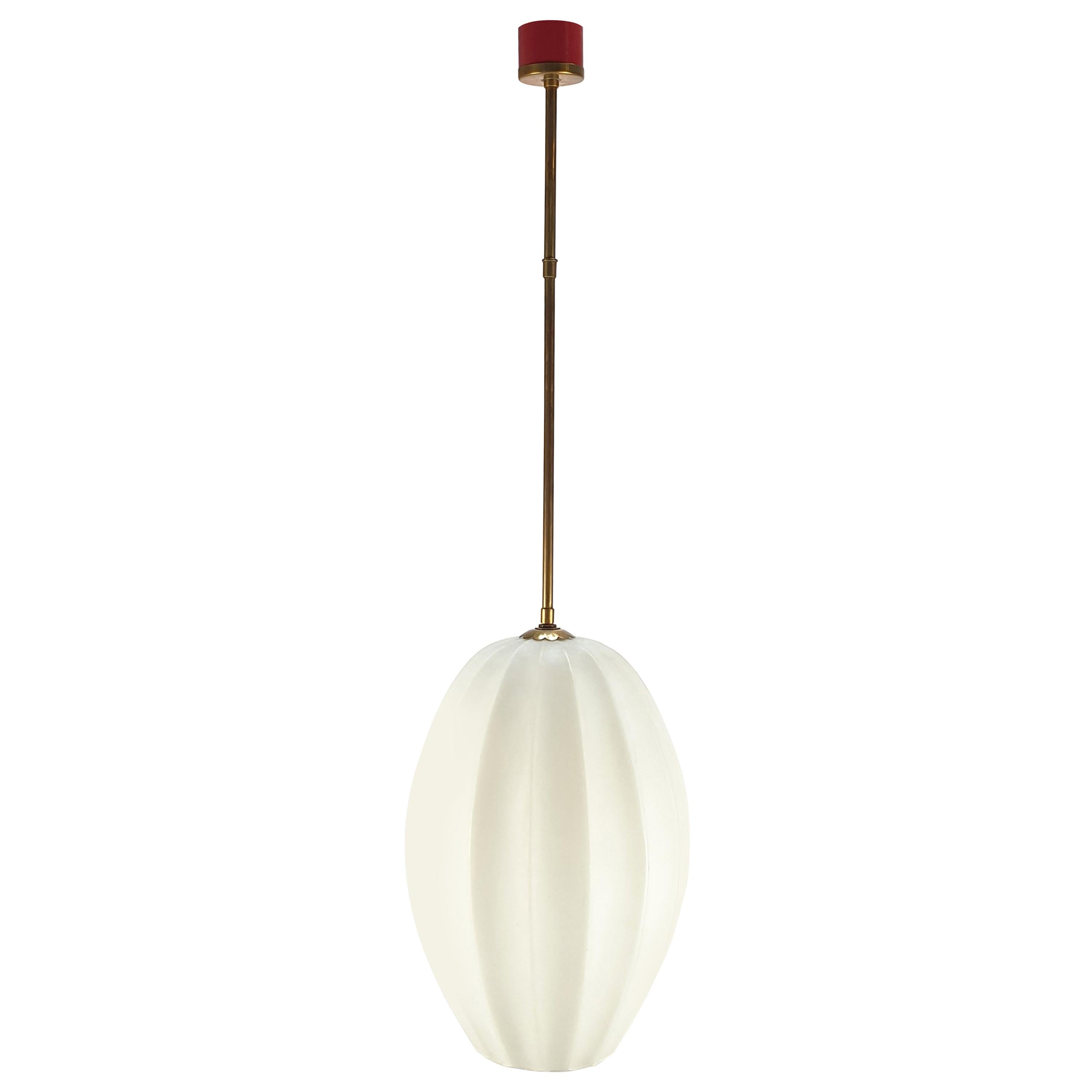 Mid Century Opaline Glass Pendant Attributed to Stilnovo, Italy circa 1958 For Sale