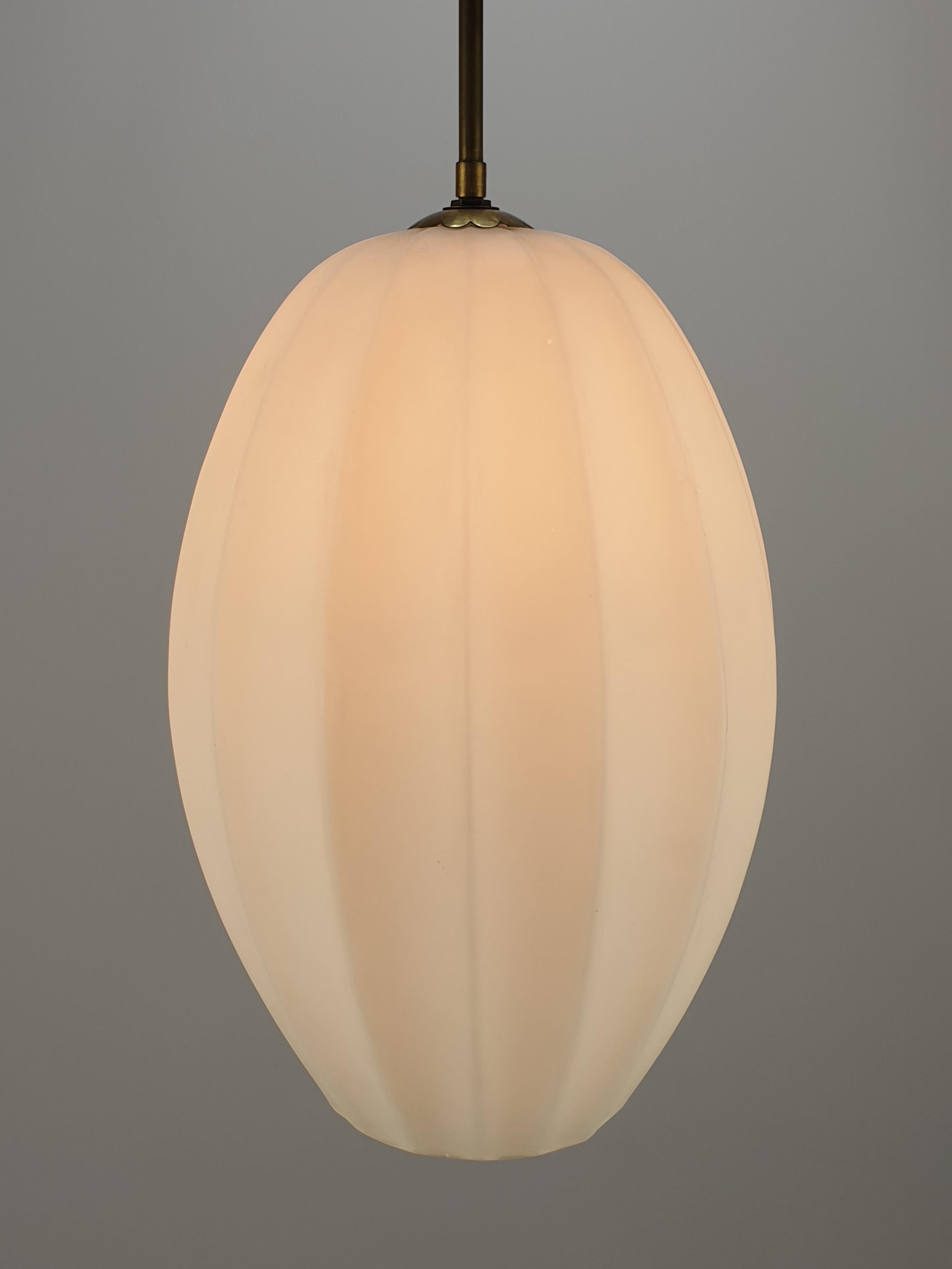 Mid-20th Century Mid Century Opaline Glass Pendant Attributed to Stilnovo, Italy circa 1958 For Sale