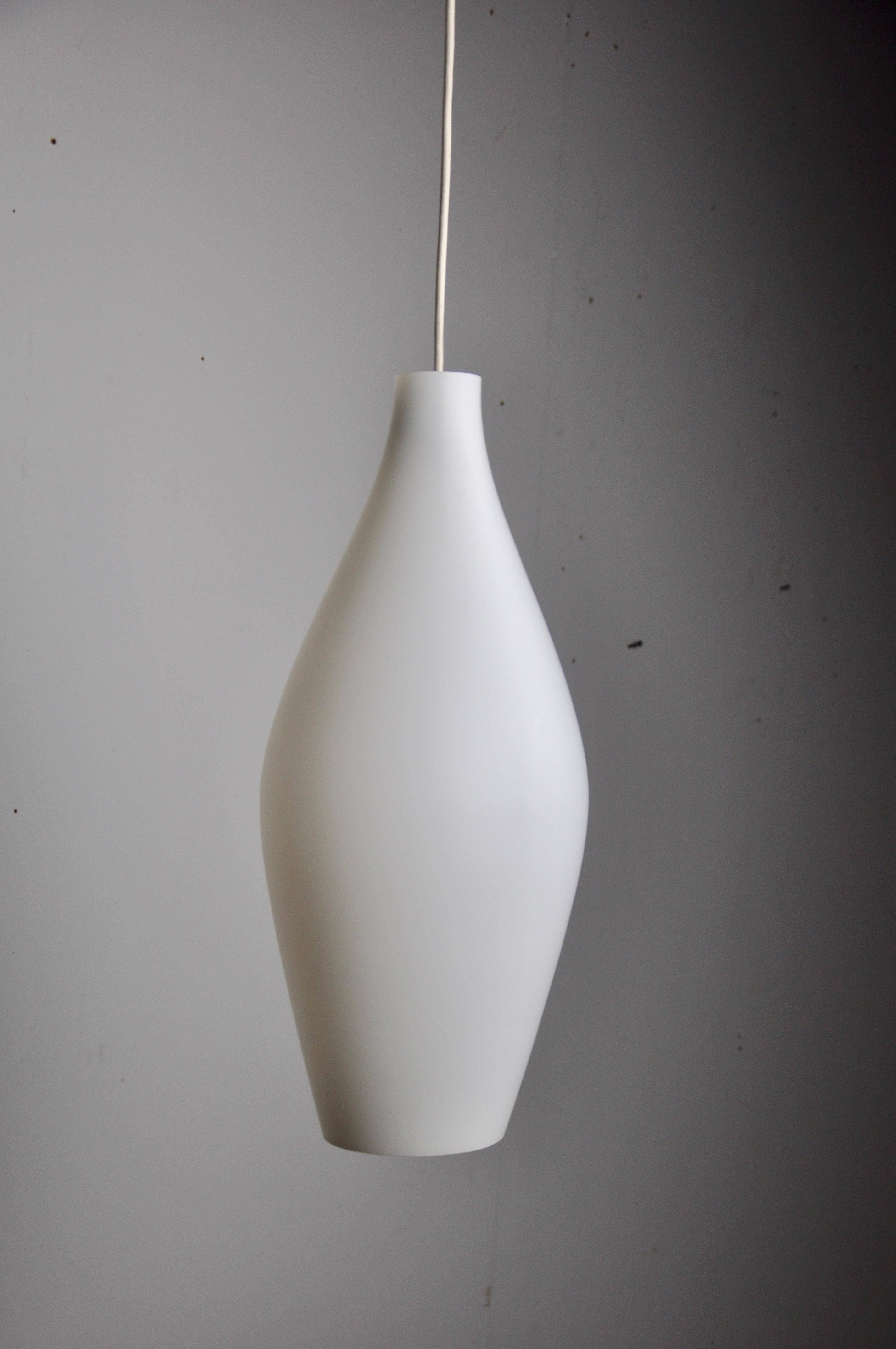 Mid-20th Century Midcentury Opaline Glass Pendant Lamp, Netherlands, 1950s For Sale