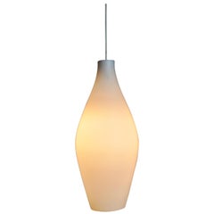 Midcentury Opaline Glass Pendant Lamp, Netherlands, 1950s