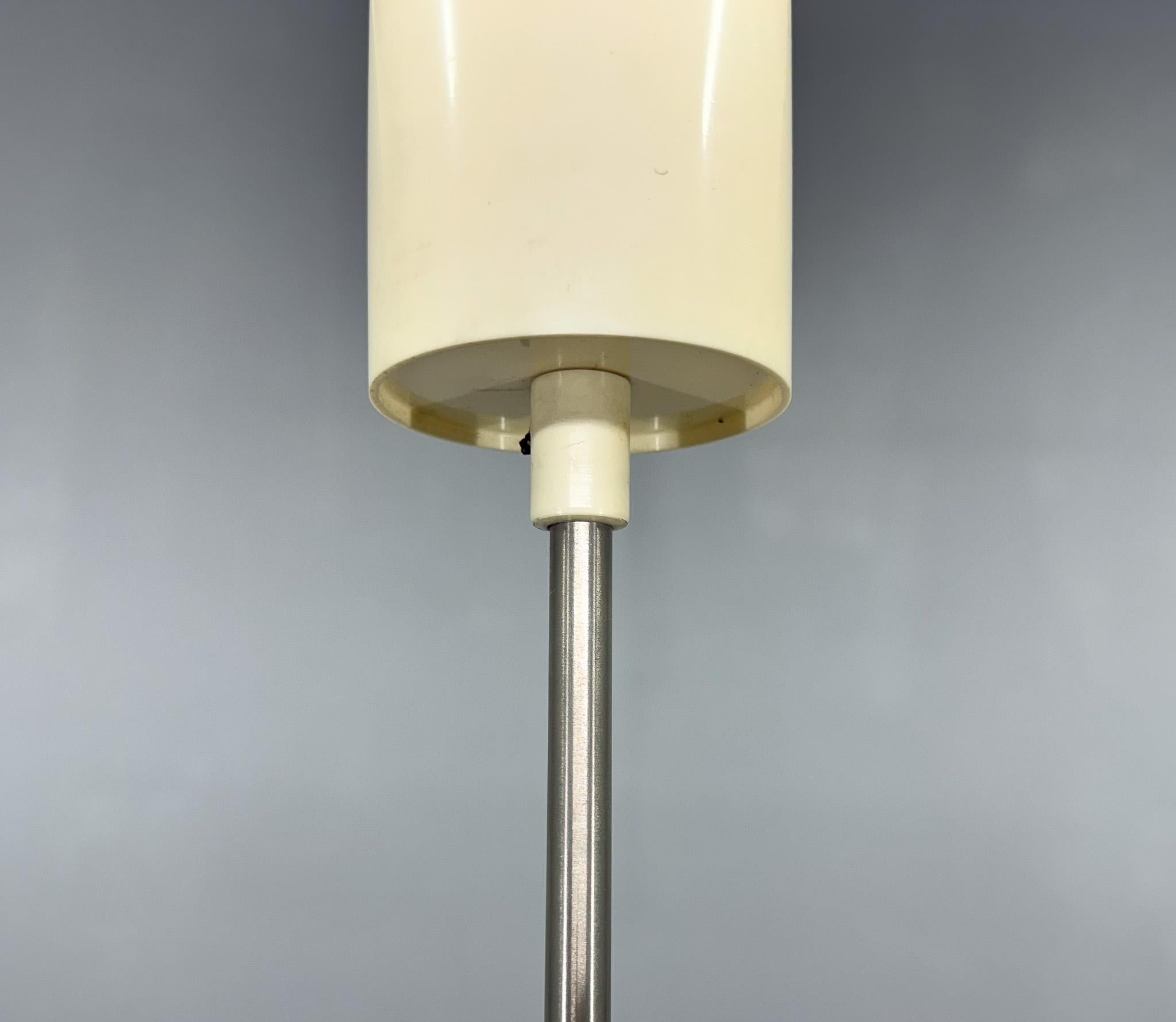 Mid-Century Opaline Glass Pendant Light with Brass Detail & Beads For Sale 4