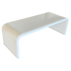 Mid-Century Opaque Thick Lucite Waterfall Bench or Cocktail Table