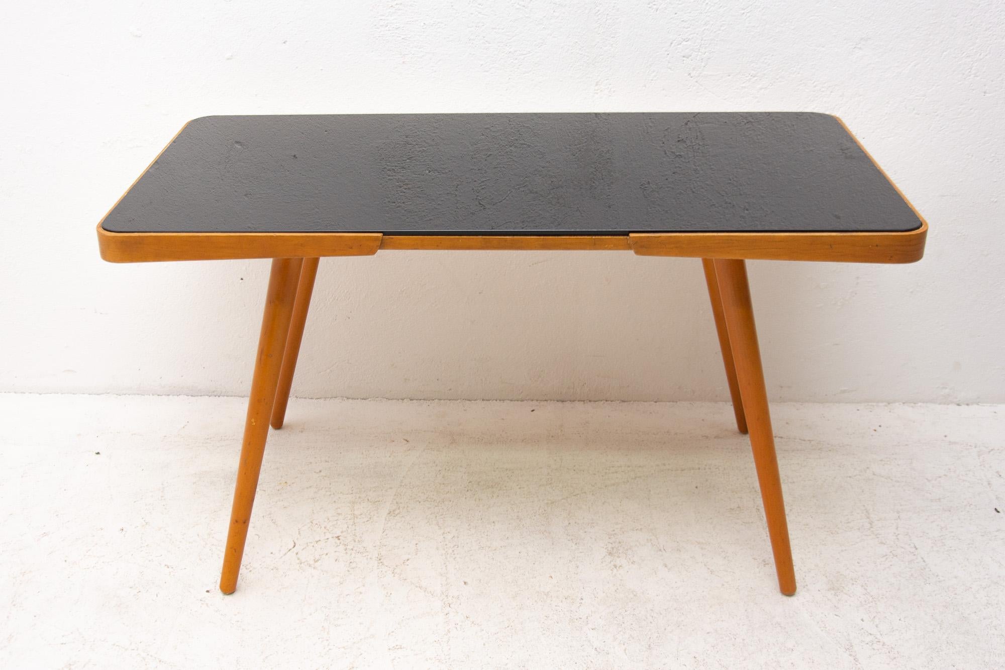 Scandinavian Modern Midcentury Opaxite Glass Coffee Table, 1960s, Czechoslovakia For Sale