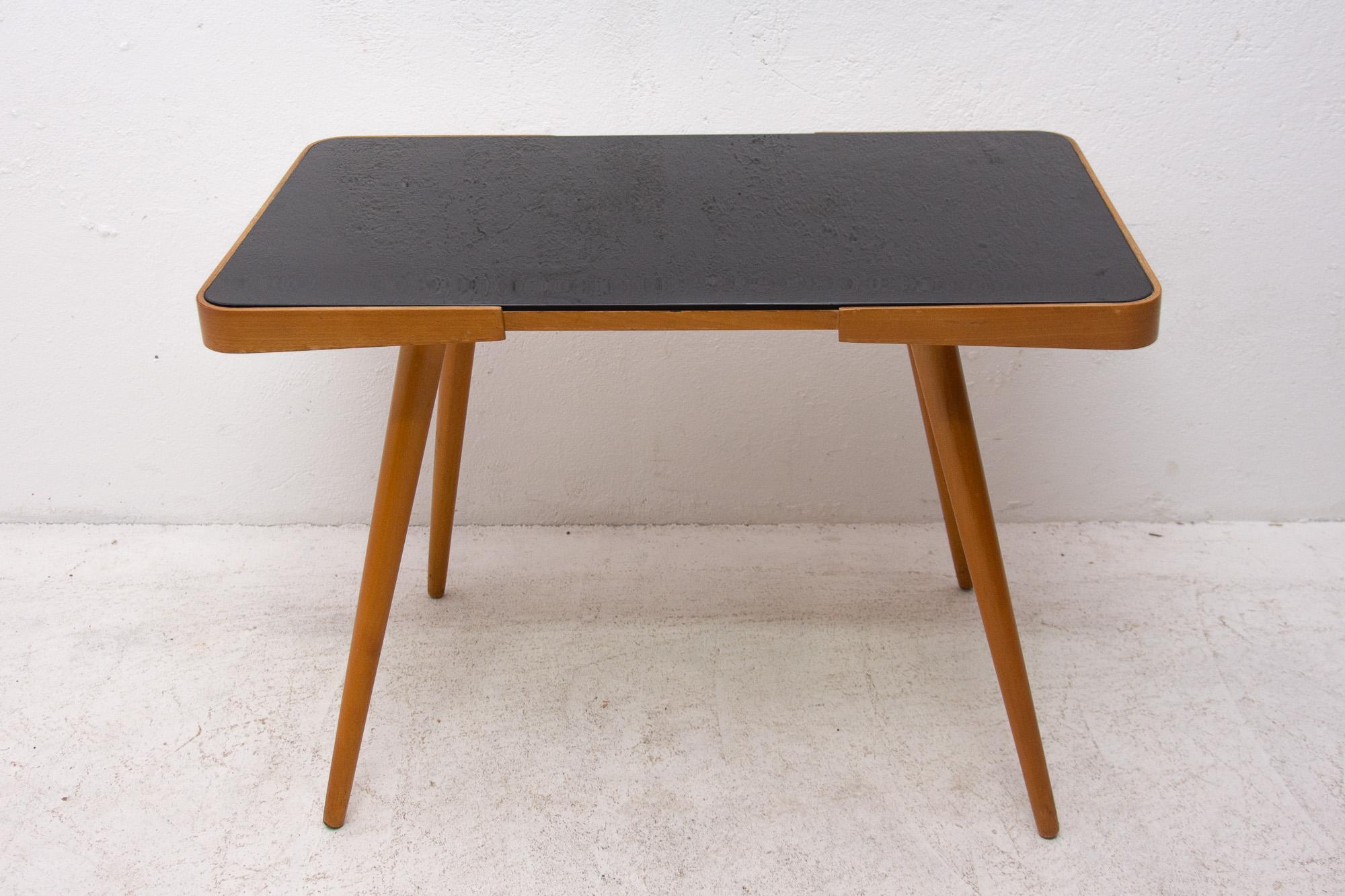 Scandinavian Modern Midcentury Opaxite Glass Coffee Table, 1960s, Czechoslovakia For Sale