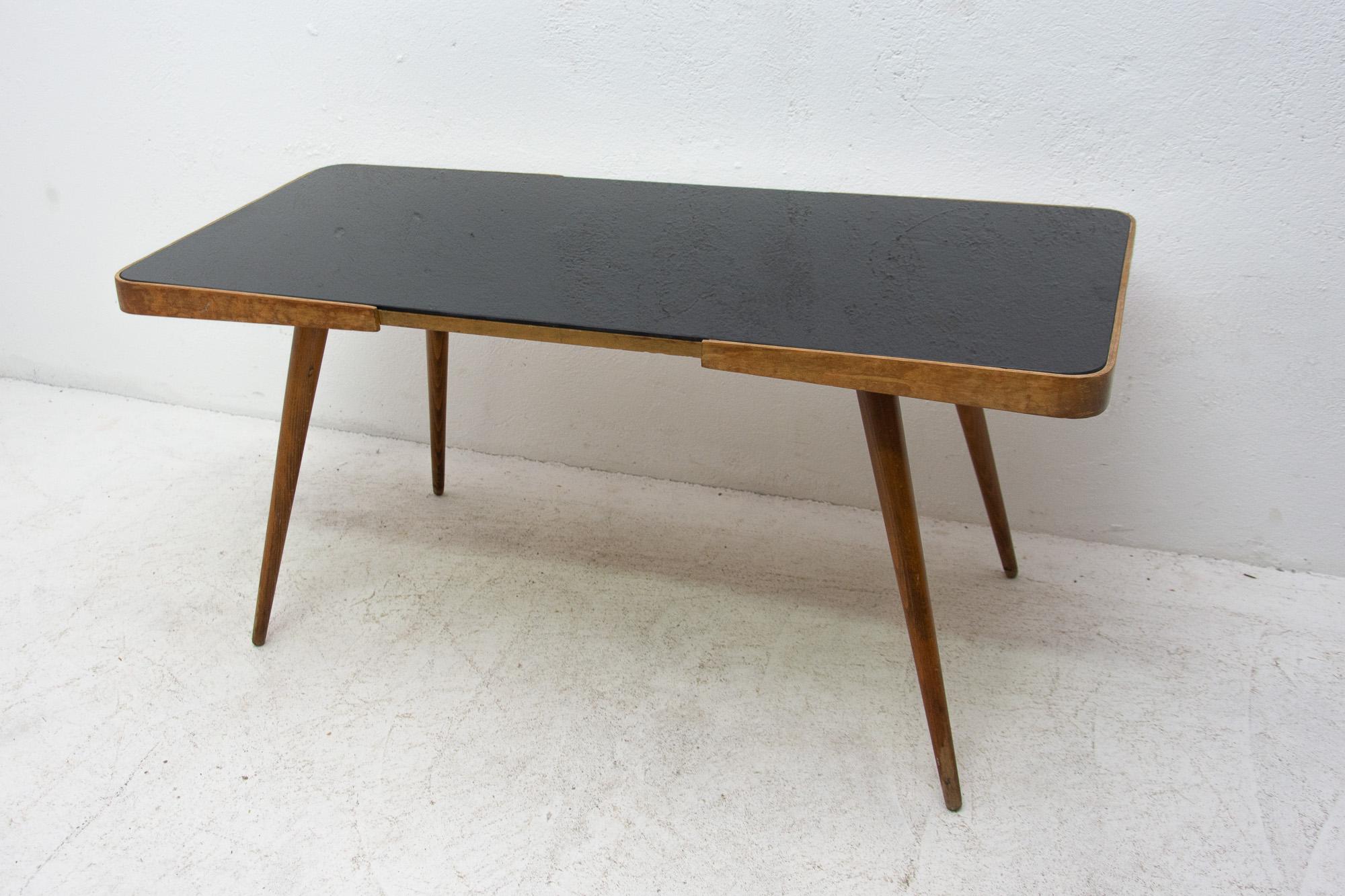 Midcentury Opaxite Glass Coffee Table, 1960s, Czechoslovakia In Good Condition In Prague 8, CZ
